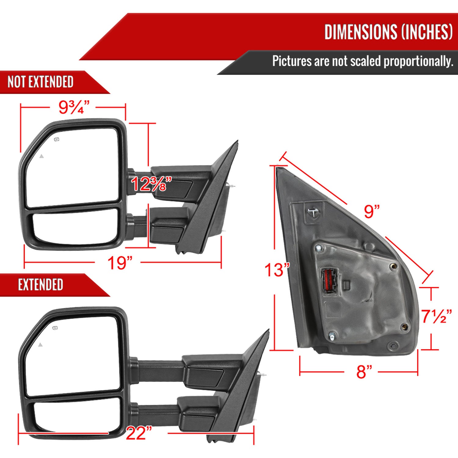 2017-2019 Ford F-250/350/450/550 Heated Towing Mirrors & LED Turn Signal