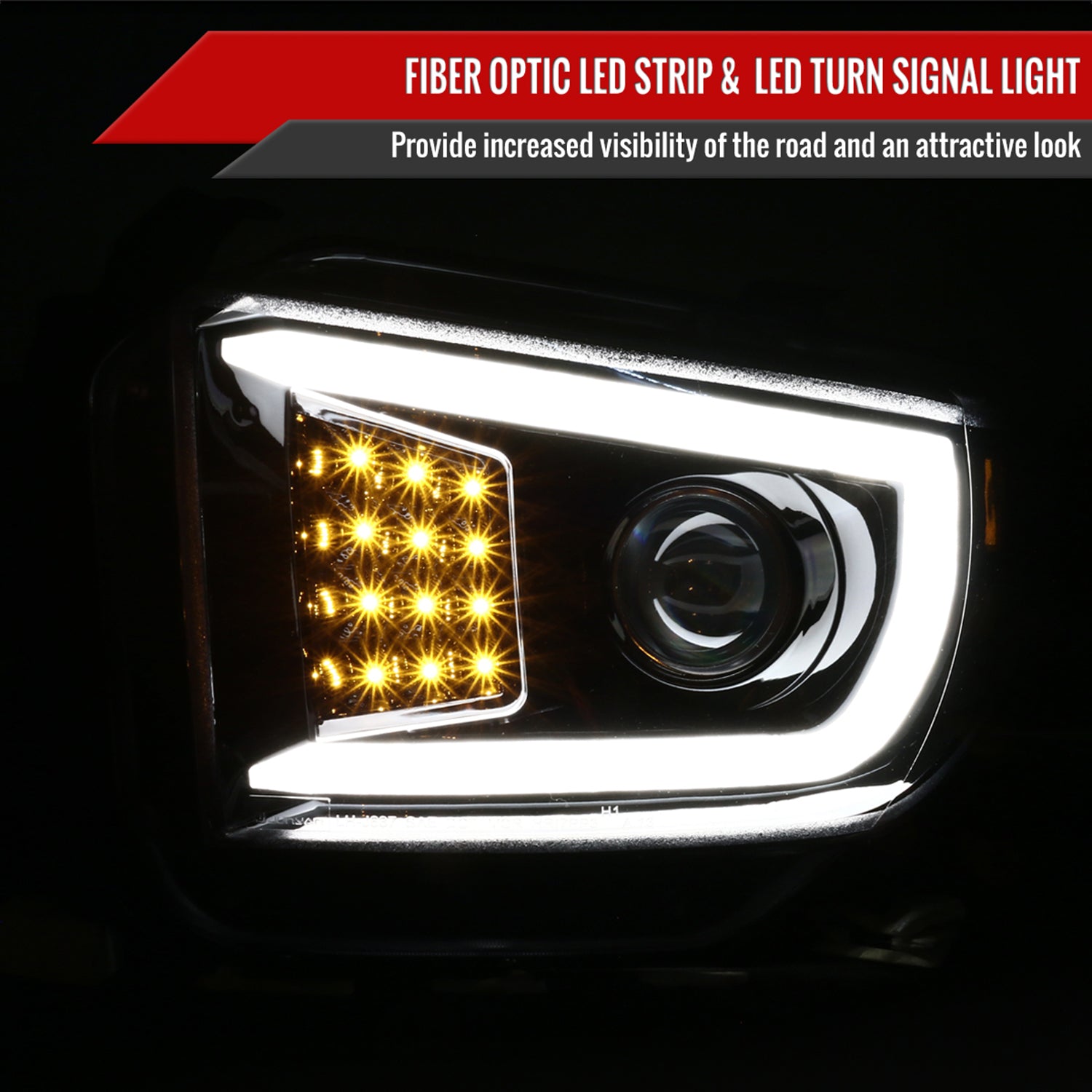 2014-2021 Toyota Tundra LED CBar Projector Headlights LED Signal Lights Black