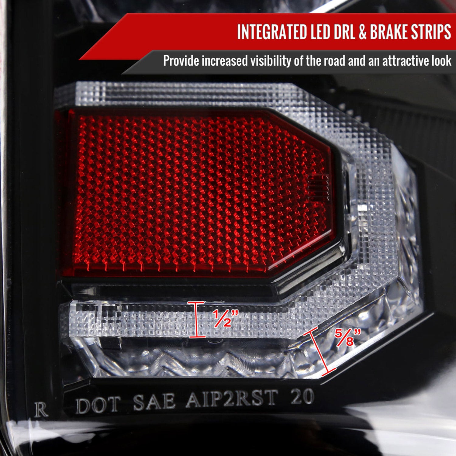 2016-2022 Toyota Tacoma Sequential Signal LED Tail Lights Jet Black/Clear Lens