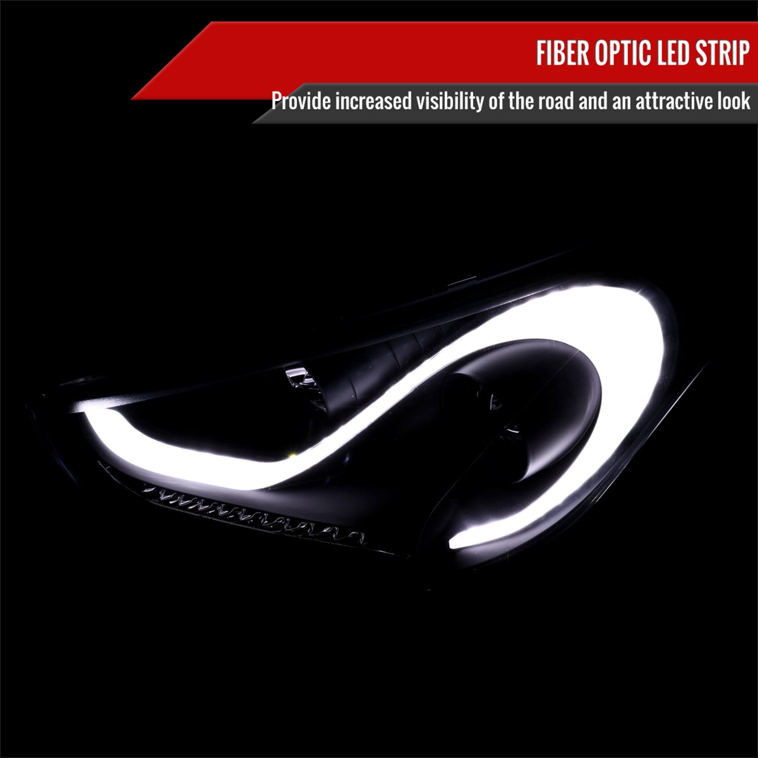 2012-2017 Hyundai Veloster LED Bar Projector Headlight Signal Lights Black