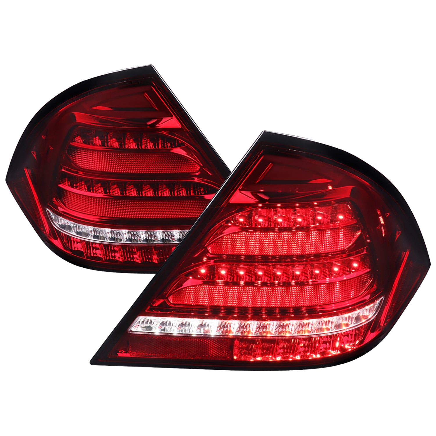 2001-2004 Mercedes Benz W203 C-Class Turn Signal LED Tail Lights Chrome/Red