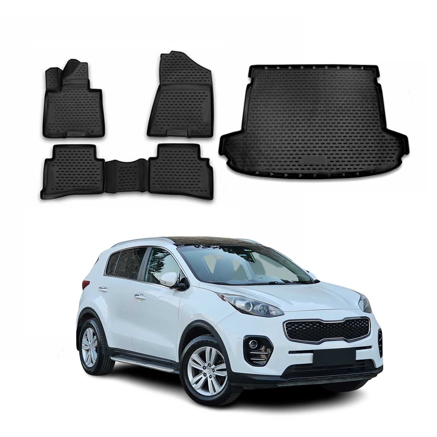 2017-2022 Kia Sportage Floor Mats & Cargo Liner Full Set All Weather Black