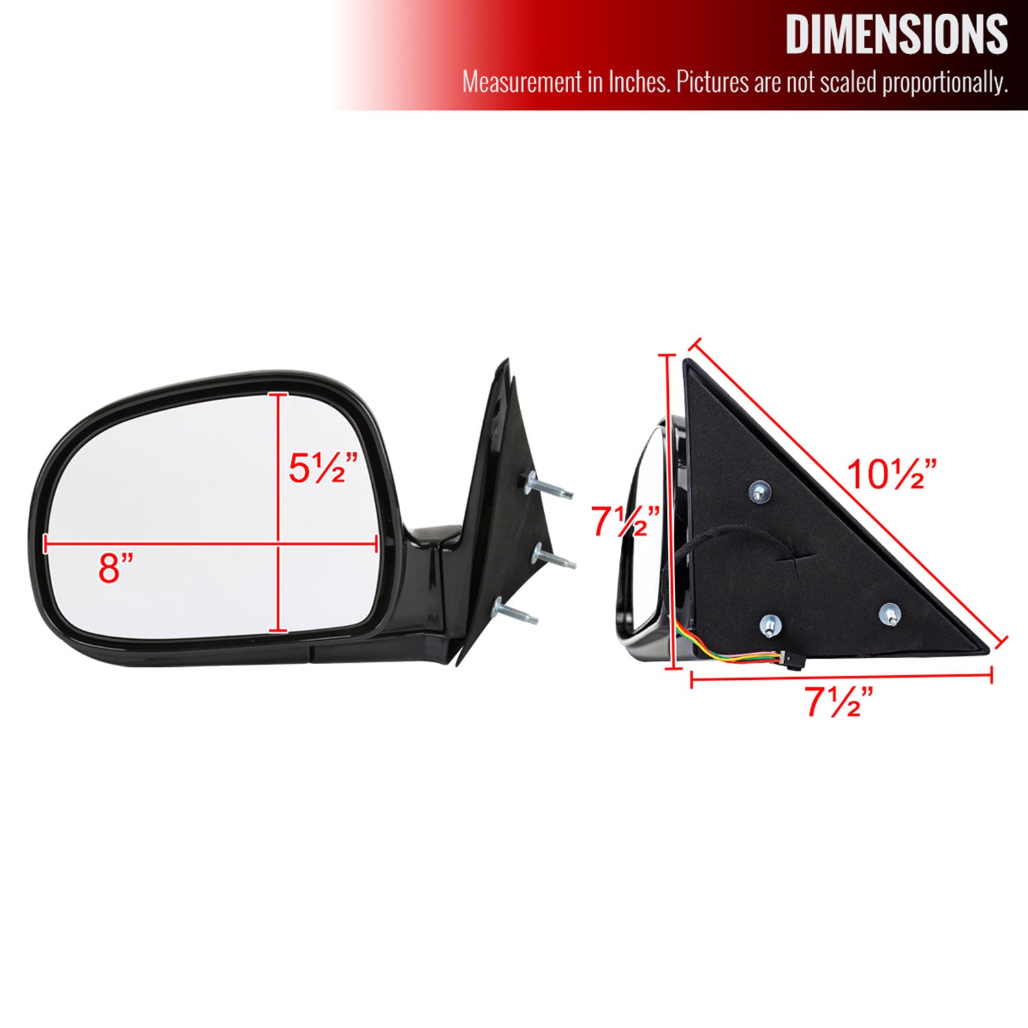 1994-1998 Chevy S10/Blazer GMC Sonoma Glossy Black Passenger Side Mirror