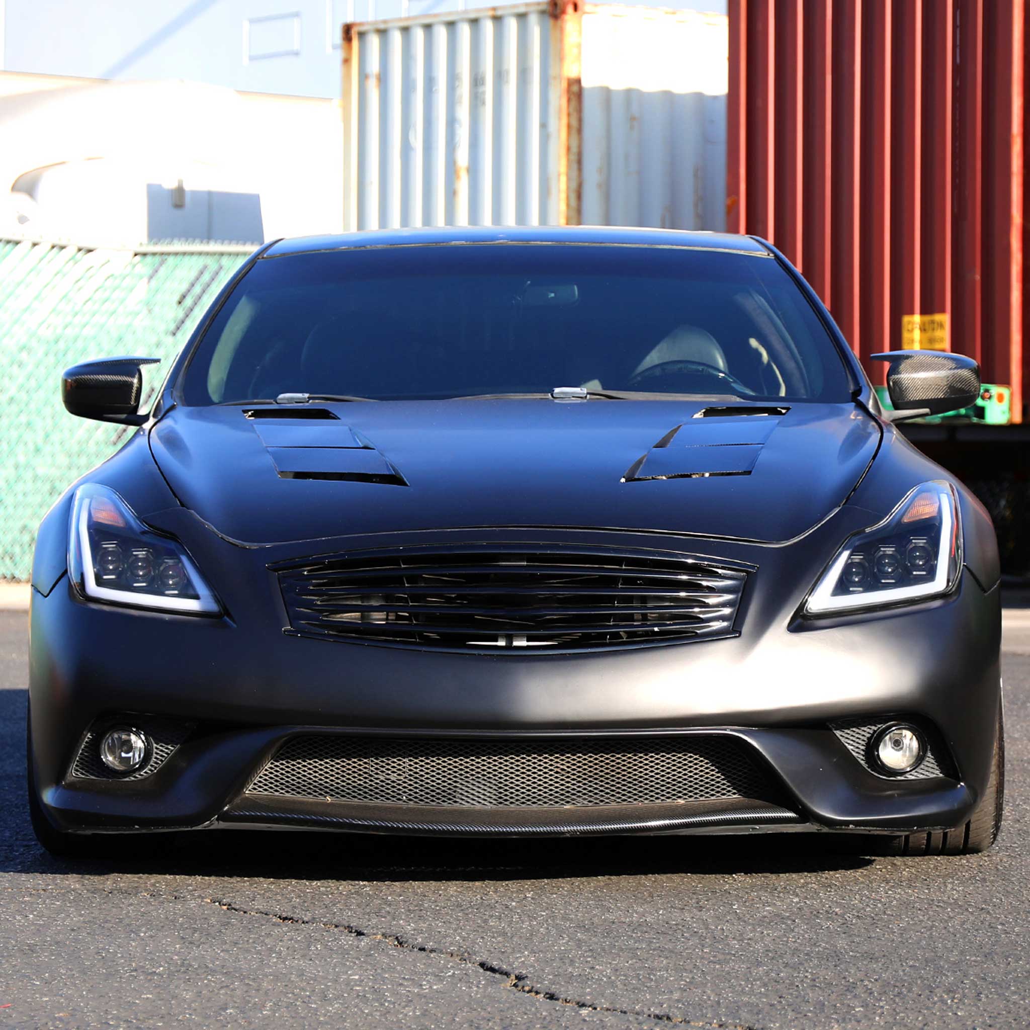For Infiniti G37 2008-13 / Q60 Coupe 2014-15 LED Triple Projector Headlights Sequential Matte Black Clear Lens Switchback