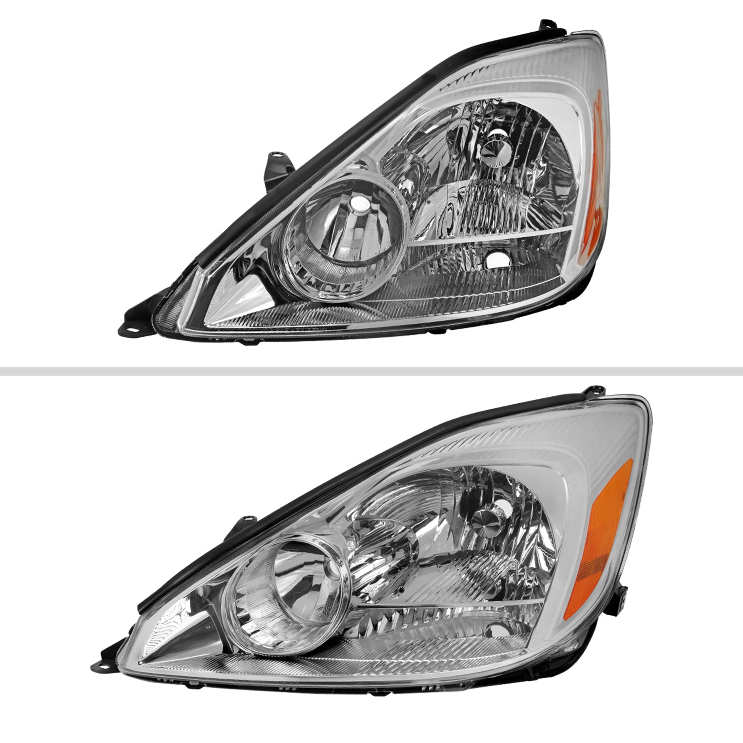2004-2005 Toyota Sienna Factory Headlights w/Amber Reflector Chrome/Clear