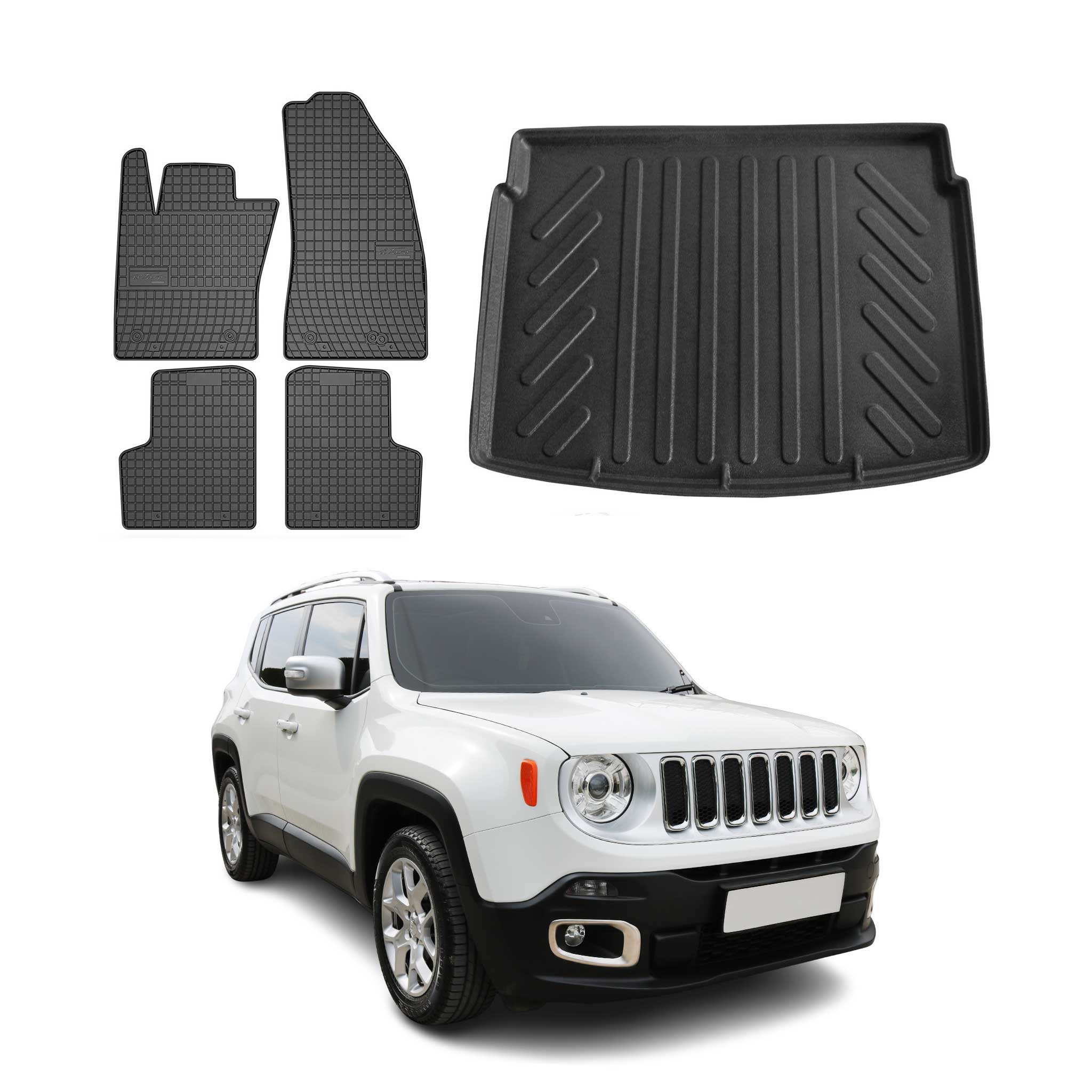 2015-2023 Jeep Renegade Floor Mats & Cargo Liner Full Set All Weather Black