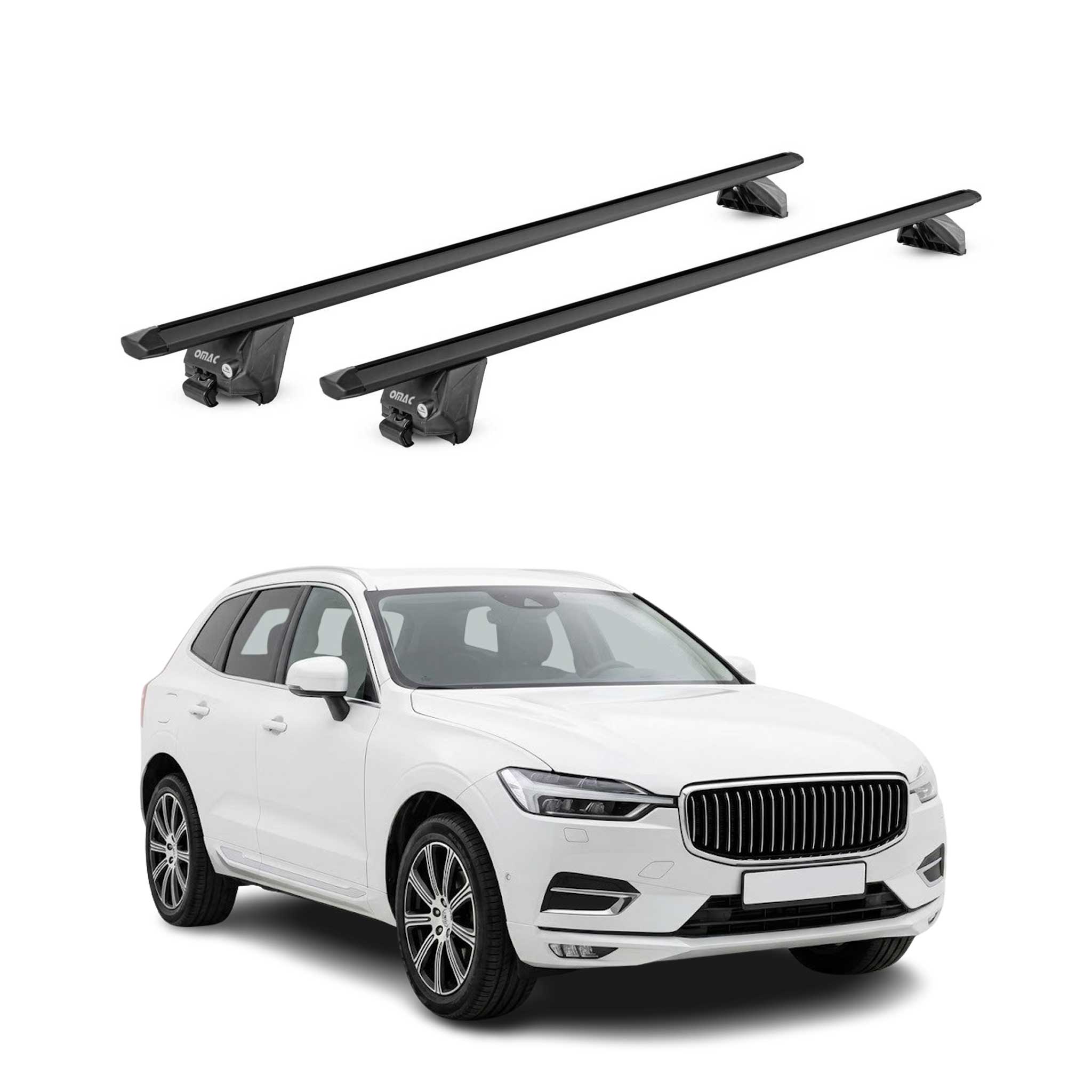 Roof Rack Cross Bars Carrier for Volvo XC60 2.gen 2018-2026 Aluminium Black 2x