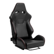 Universal Racing Seat Black Pu Nappa With Double Red Stitch