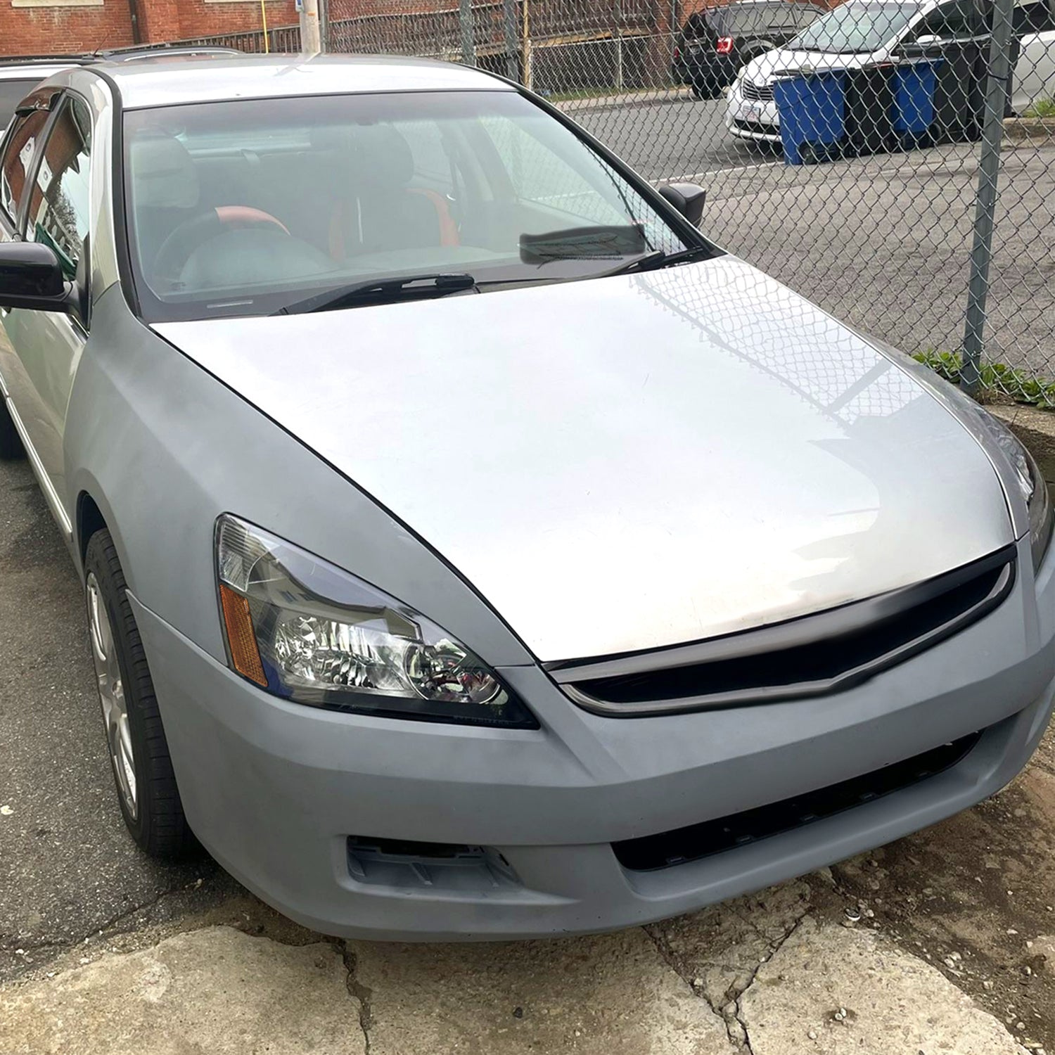 2003-2007 Honda Accord Factory Headlights w/Amber Reflector Matt Black/Clear