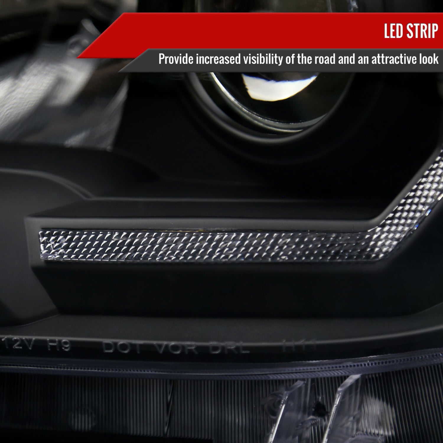 2016-2023 Toyota Tacoma LED Bar Projector Headlight Matte Black/Clear Lens