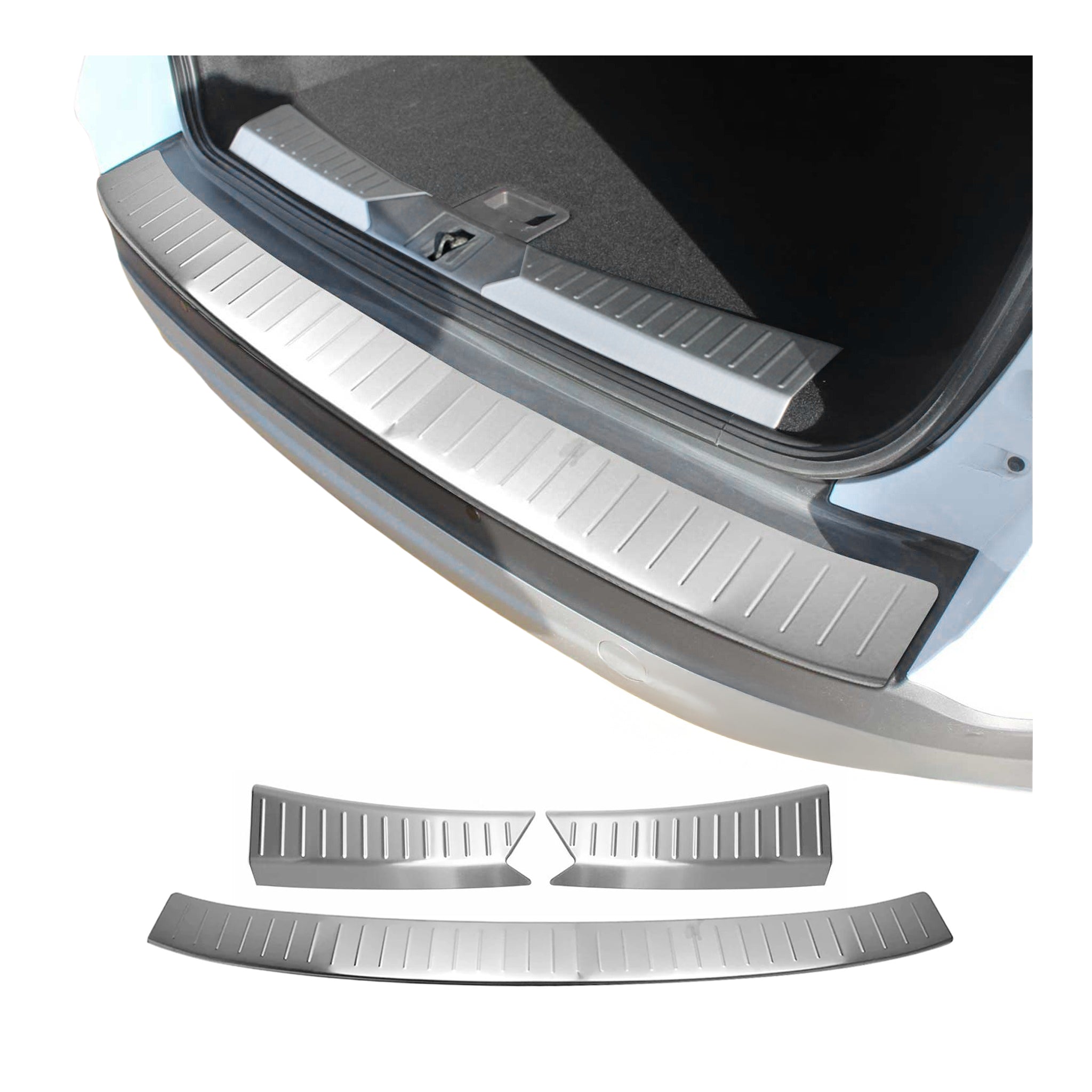 Rear Bumper Guard & Trunk Sill Cover Set for Ford Escape 2013-16 Pre-FL Brushed