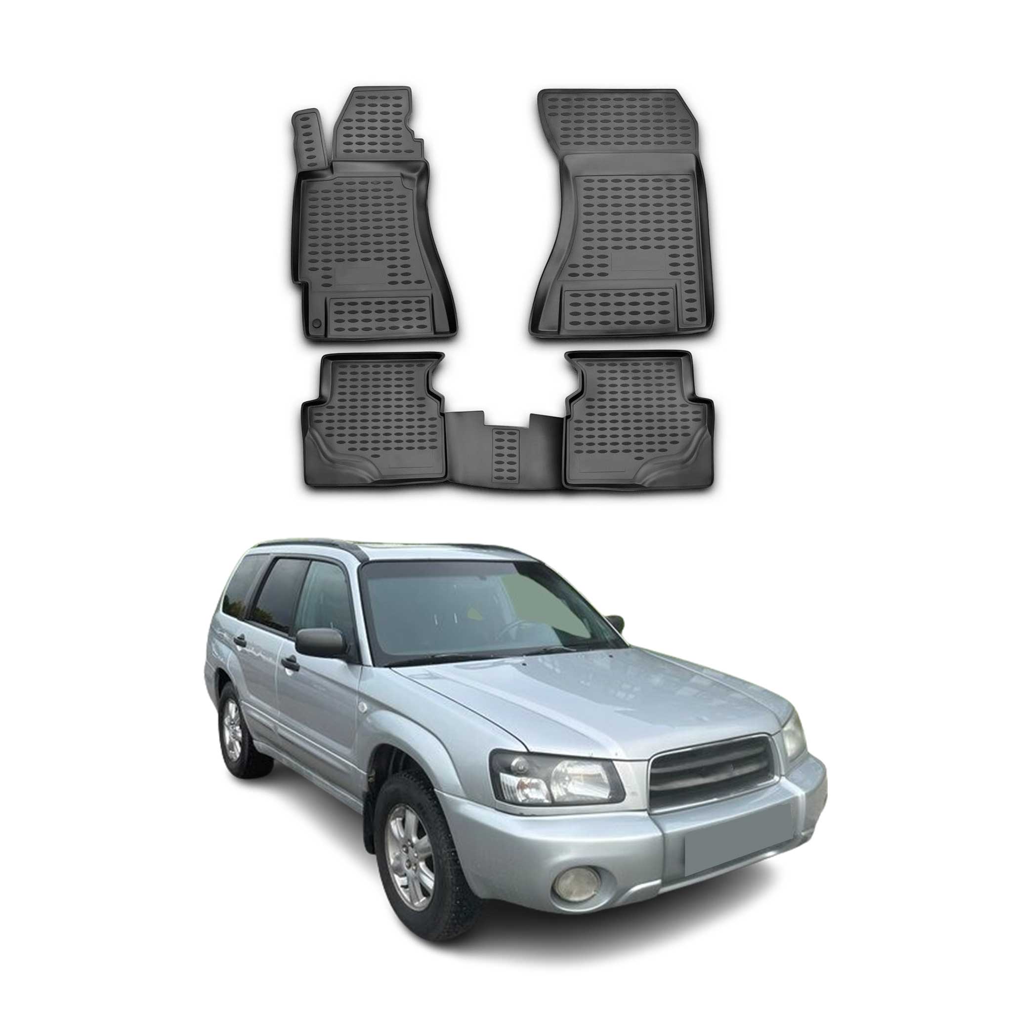 2003-2008 Subaru Forester Floor Mats Liners Full Set All Weather Black