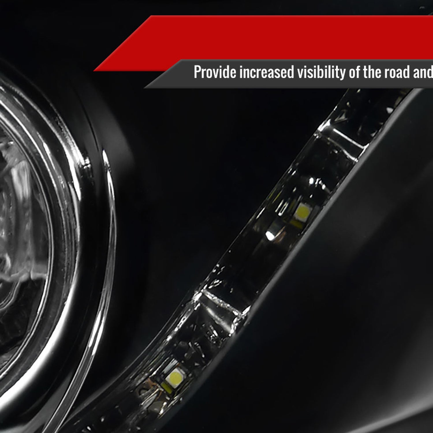 2006-2011 Honda Civic Sedan Projector Headlights R8 LED Light Strip Matt Black