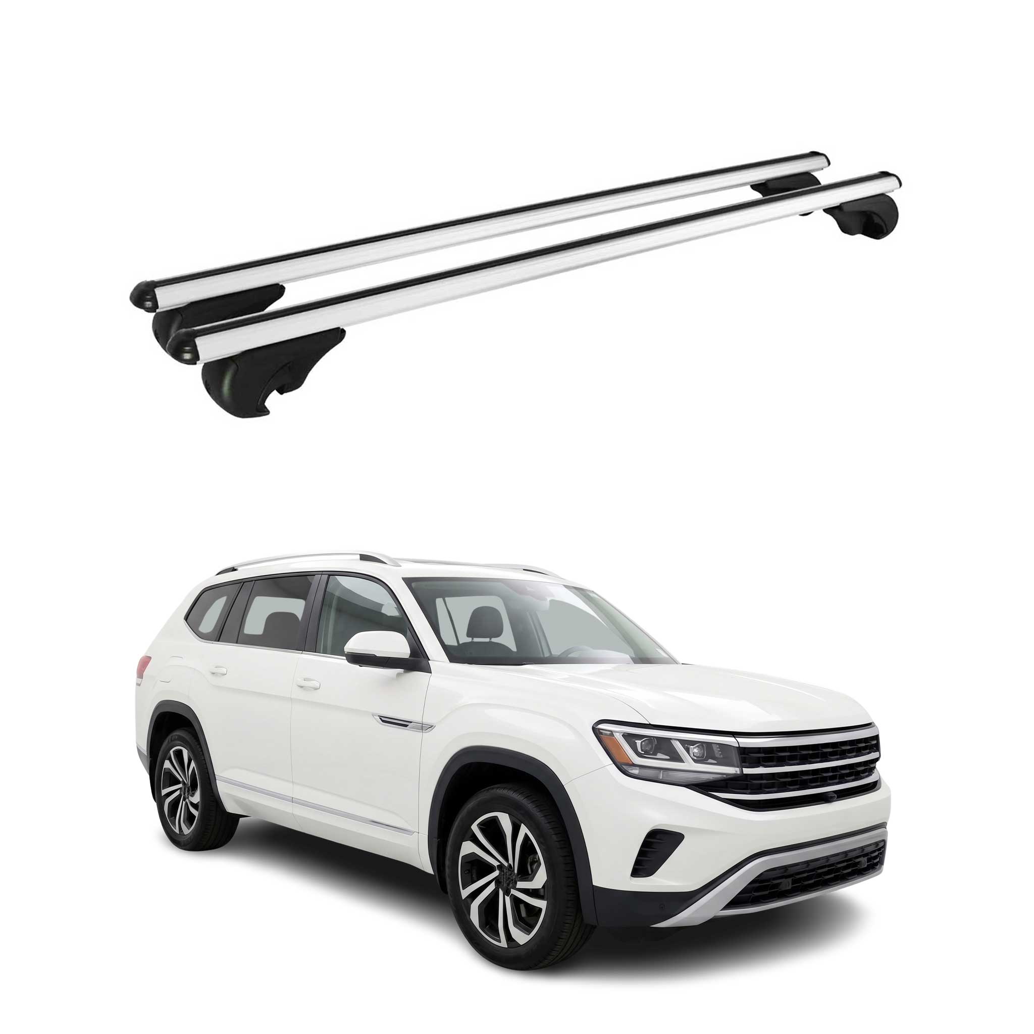 Lockable Roof Rack Cross Bars Carrier for Volkswagen Atlas 2018-2026 TÜV Gray 2x