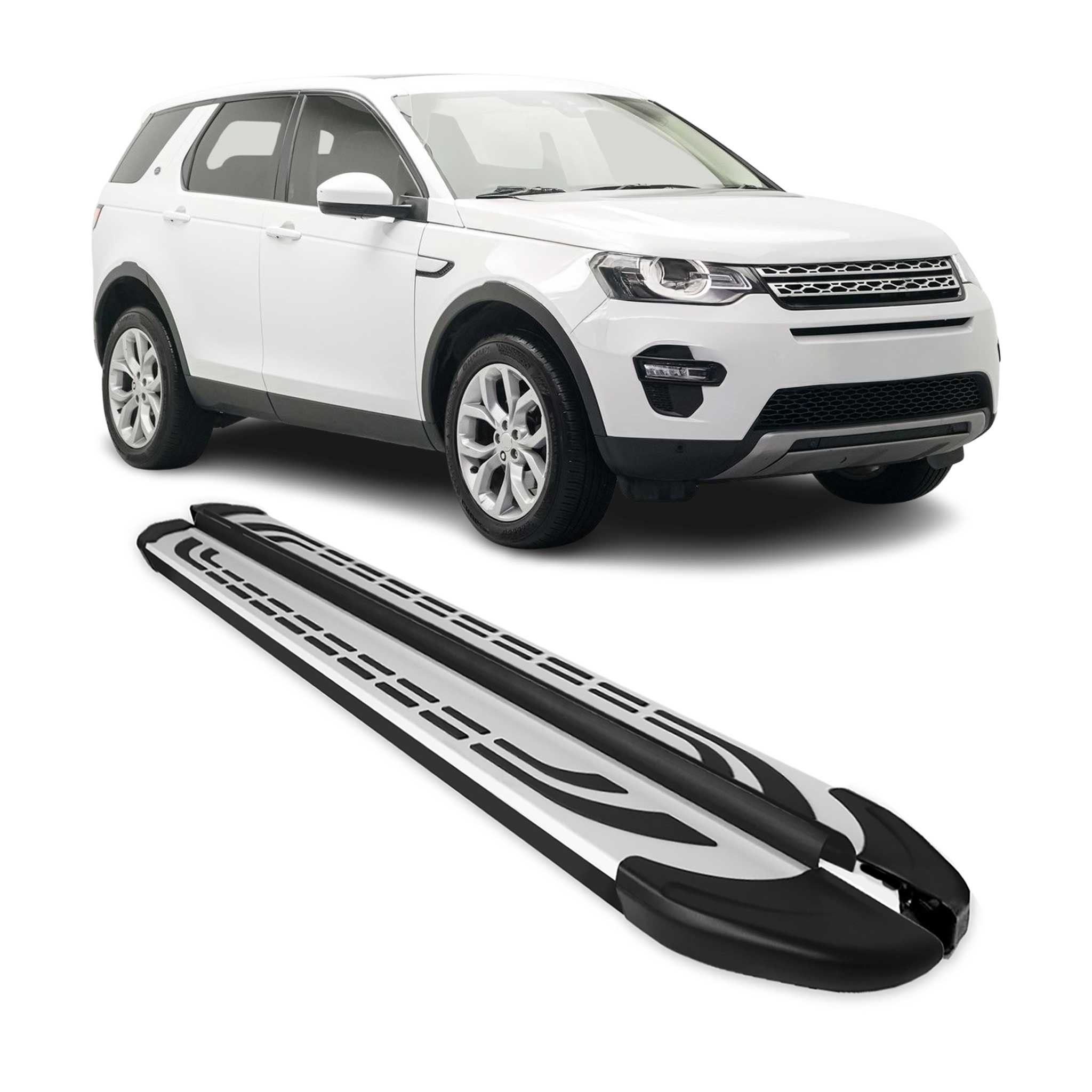 2015-2019 Land Rover Discovery Sport Running Boards Side Steps Silver & Black