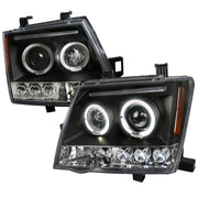 2005-2015 Nissan Xterra Dual Halo Projector Headlights Matte Black/Clear Lens