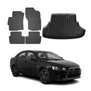 2008-2017 Mitsubishi Lancer Floor Mats & Cargo Liner Full Set All Weather Black