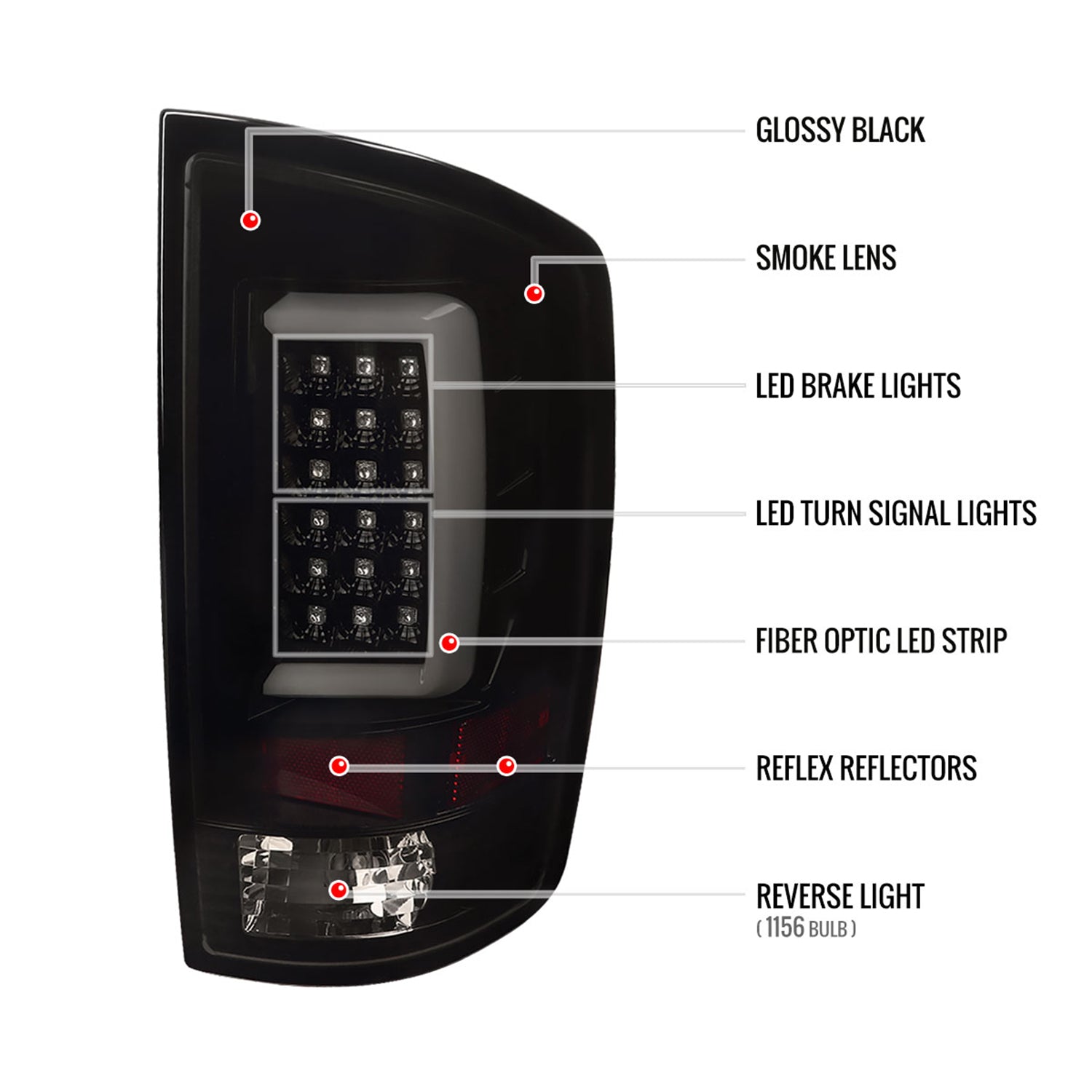 2002-2006 Dodge RAM 1500 2500 3500 LED Tail Lights -G2 Glossy Black/Smoke Lens