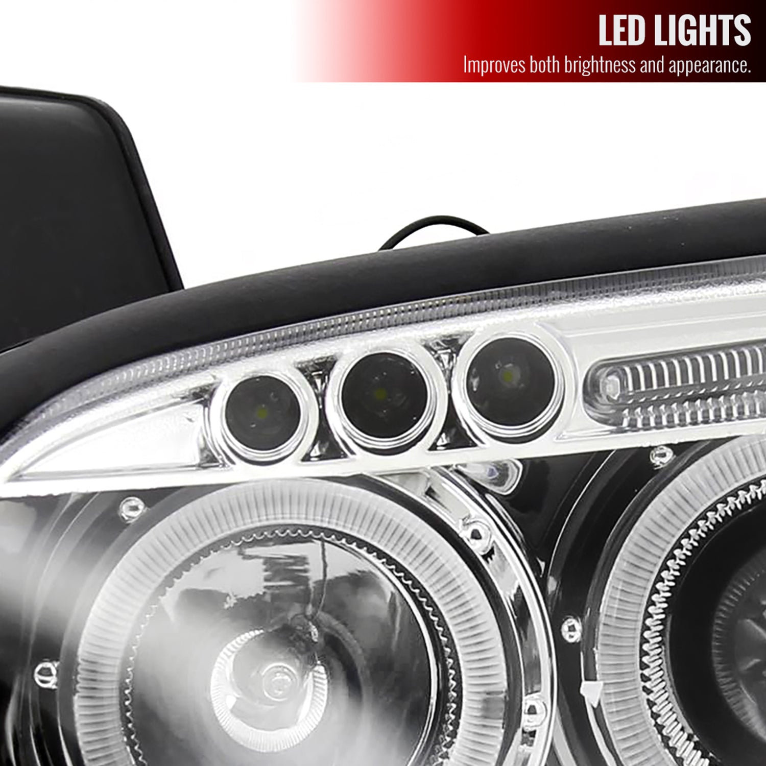 2000-2001 Nissan Maxima Dual Halo Projector Headlights Chrome/Clear Lens