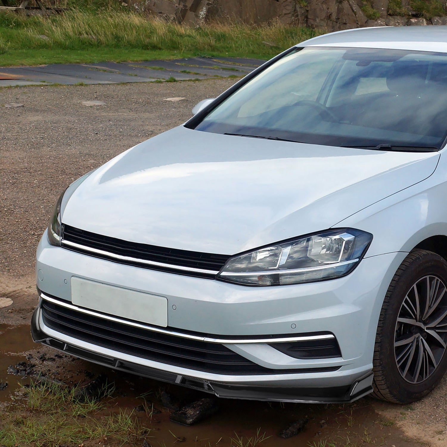 2014-2017 VW Golf Mk7 Glossy Black Polypropylene 3Pcs Bumper Lip Spoiler