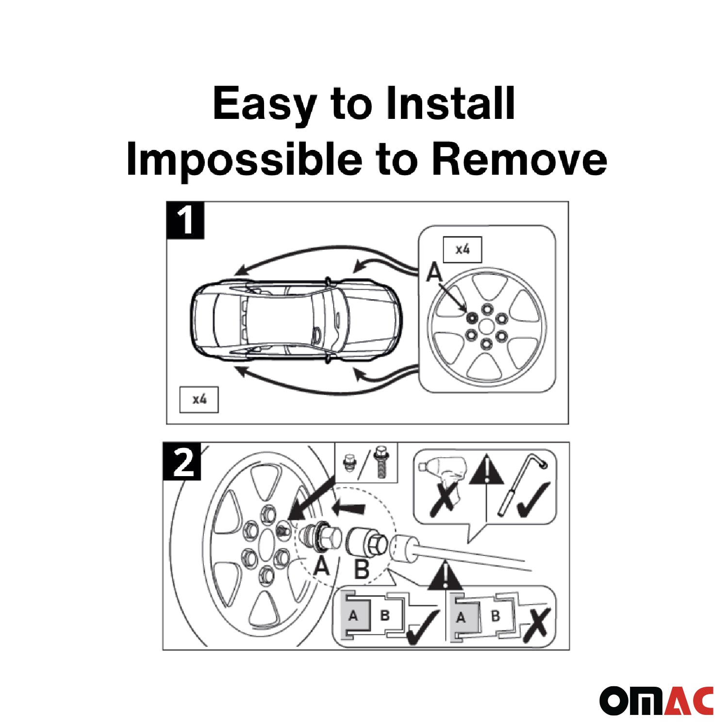 Wheel Lock Kit for Land Rover Range Rover Sport M14X1,5 Silver 4Locks & 1Key