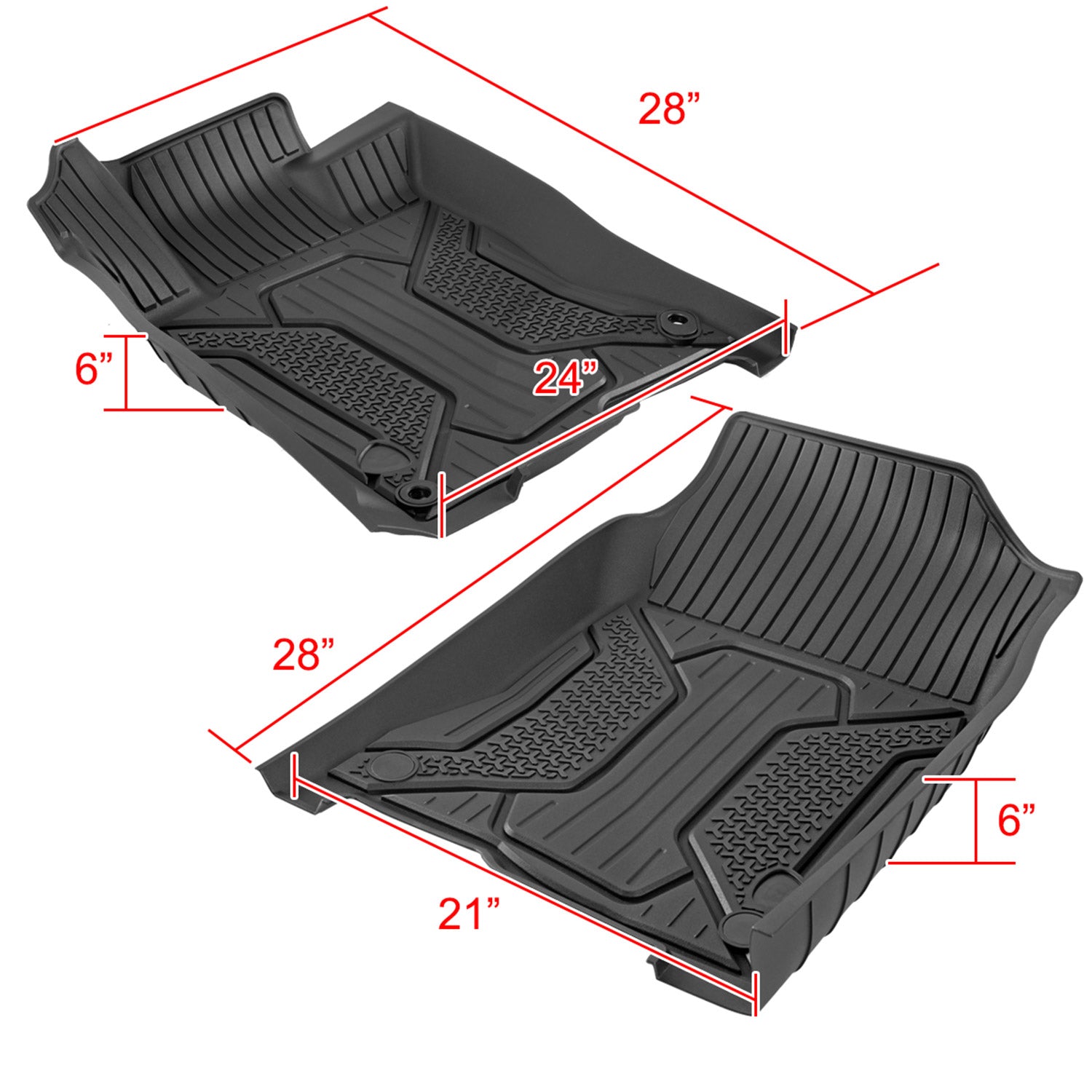 2016-2021 Honda Civic Matte Black TPE Front & Rear Floor Mats All Weather 5PC