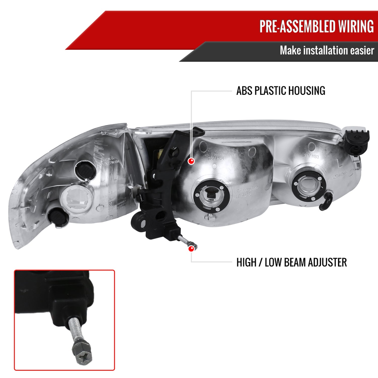 2000-2001 Toyota Camry Factory Headlights w/Amber Reflectors Chrome/Clear