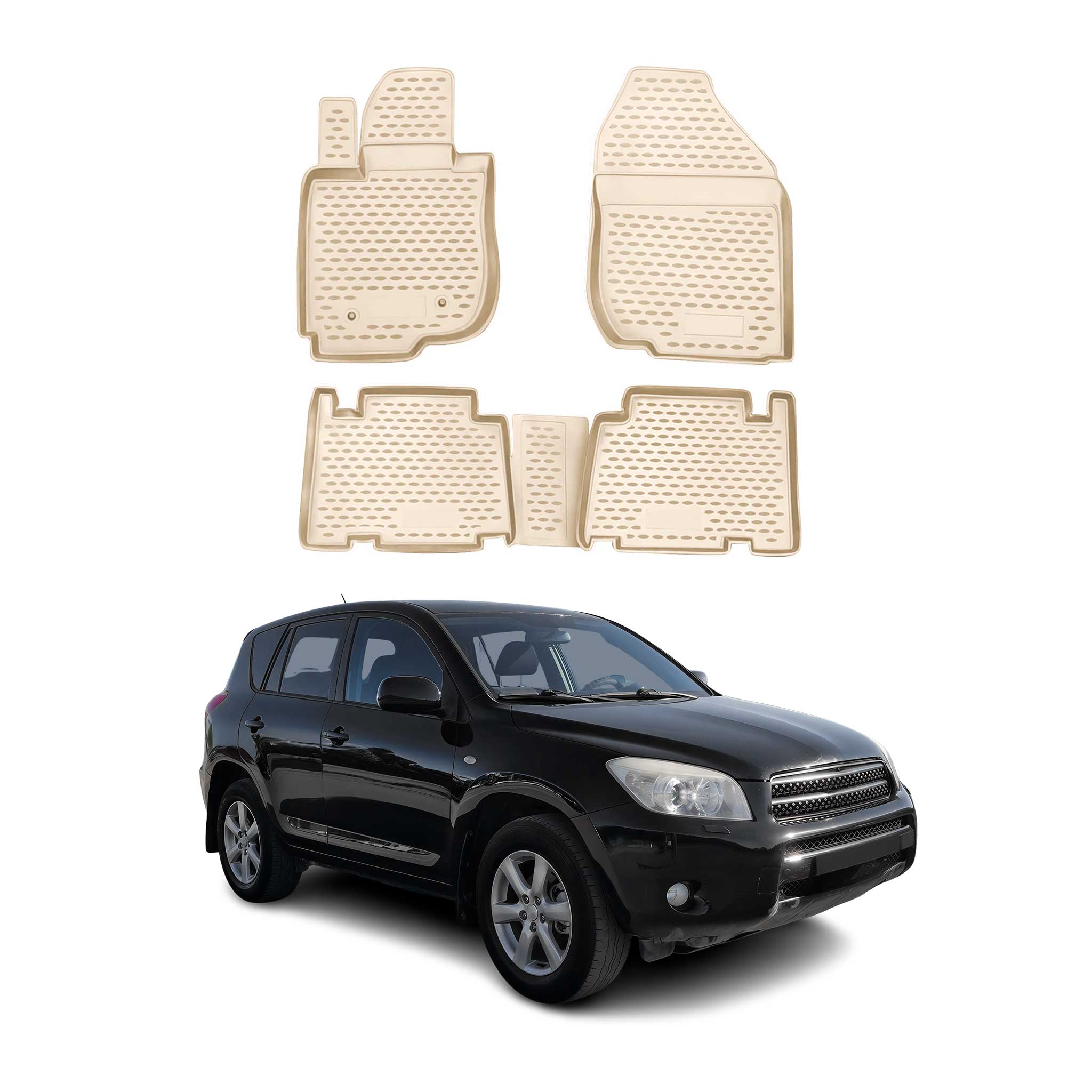 2006-2012 Toyota RAV4 Long Floor Mats Liners Full Set All Weather Beige