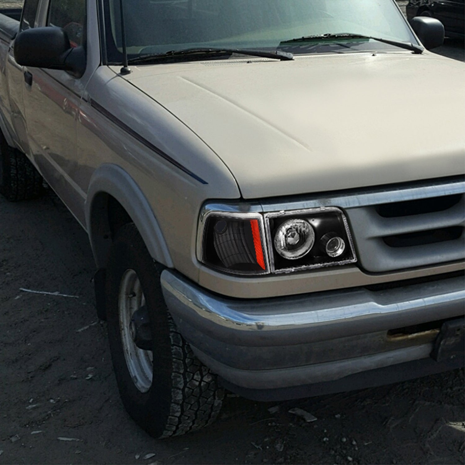 1993-1997 Ford Ranger Factory Corner Parking Turn Signal Lights Matt Black