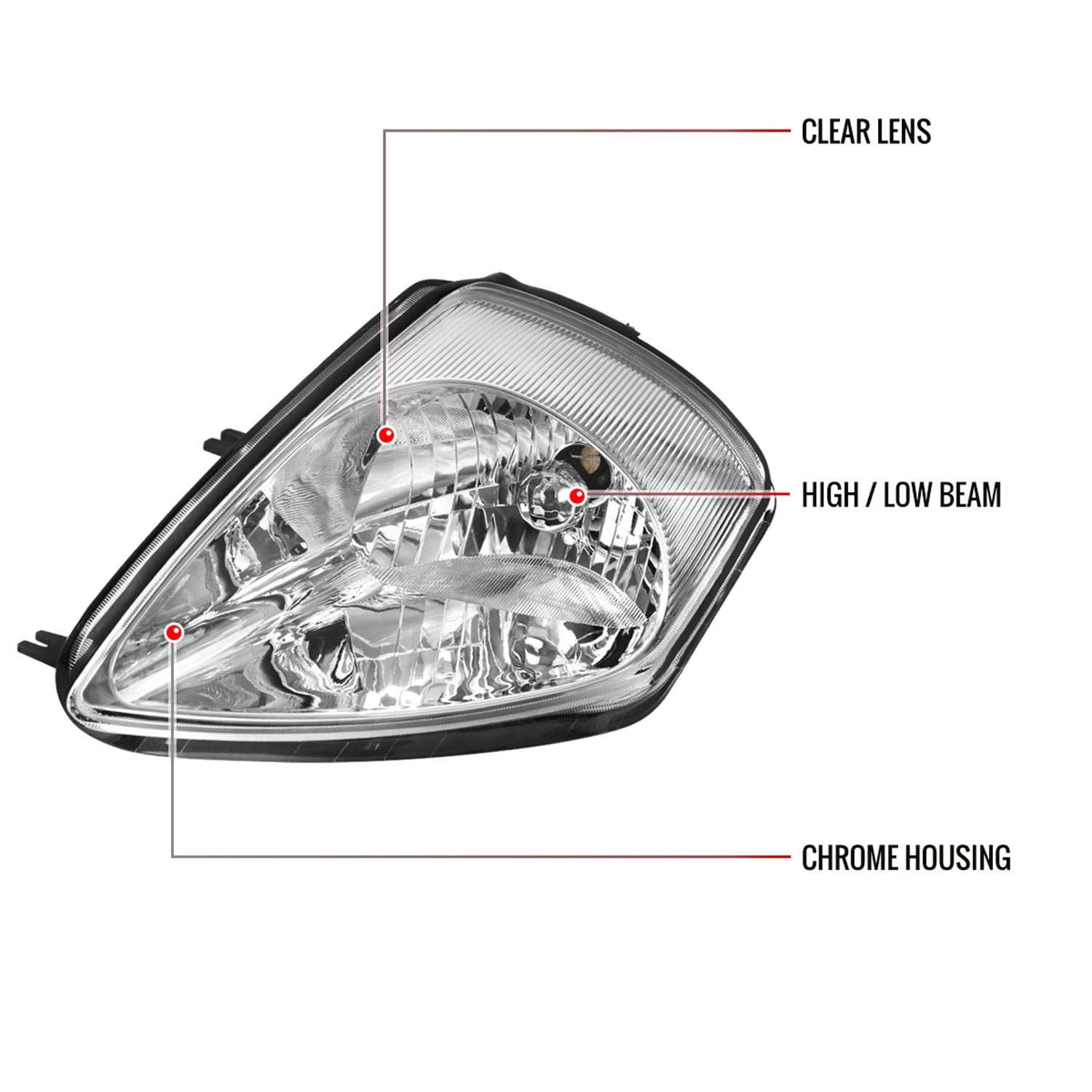 2000-2005 Mitsubishi Eclipse Factory Style Crystal Headlights Chrome/Clear