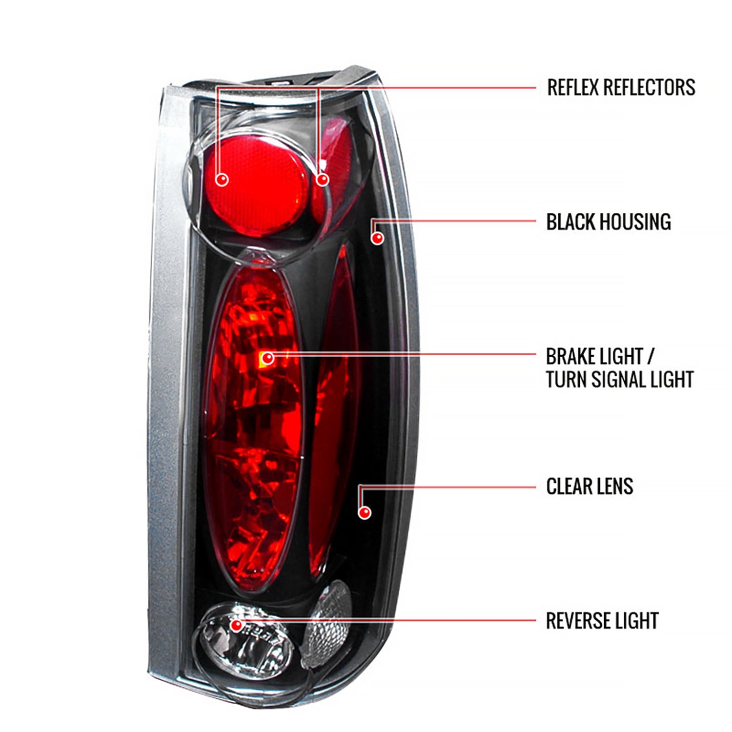 1988-2000 Chevy Silverado/Tahoe/Suburban/Sierra/Yukon Tail Lights Matt Black
