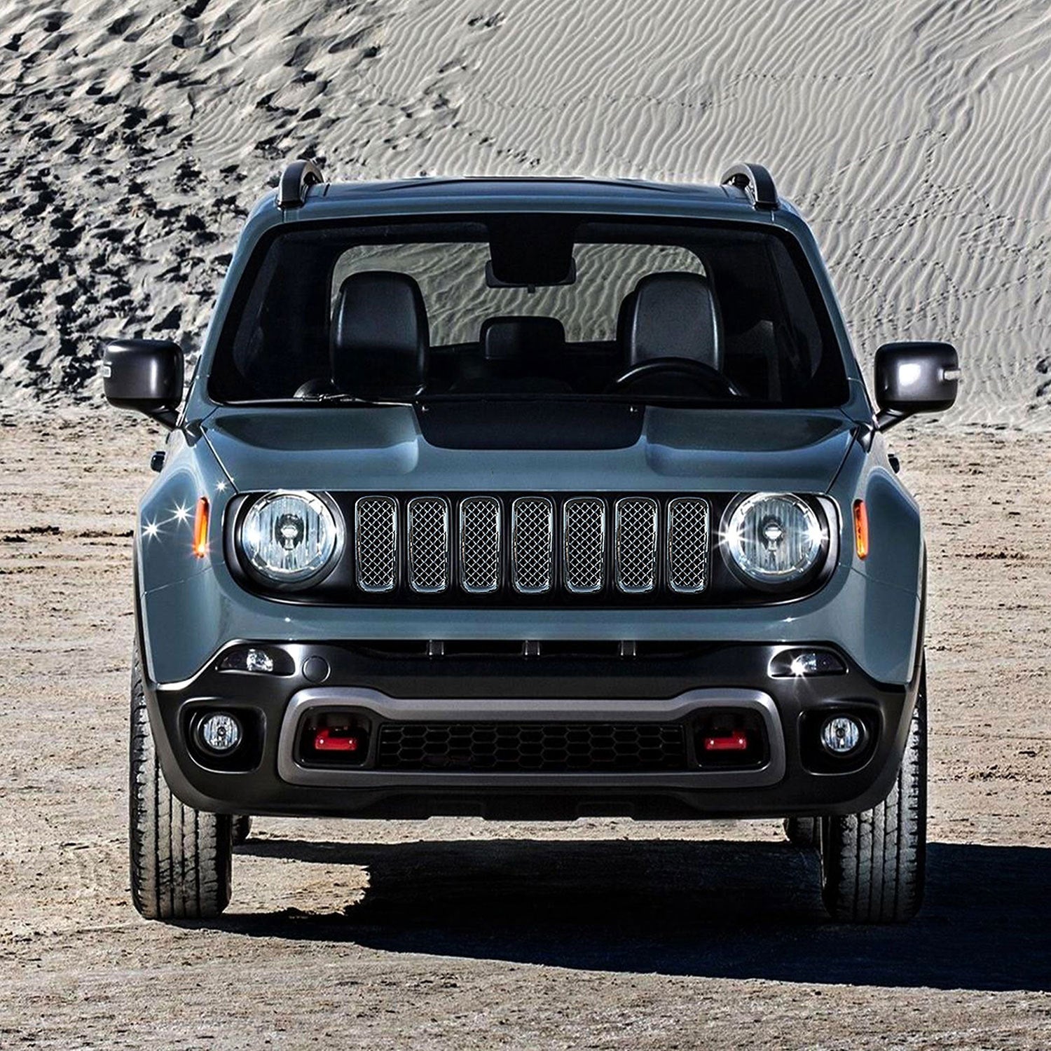 2015-2019 Jeep Renegade Grille Overlay Chrome 7Pcs ABS Plastic