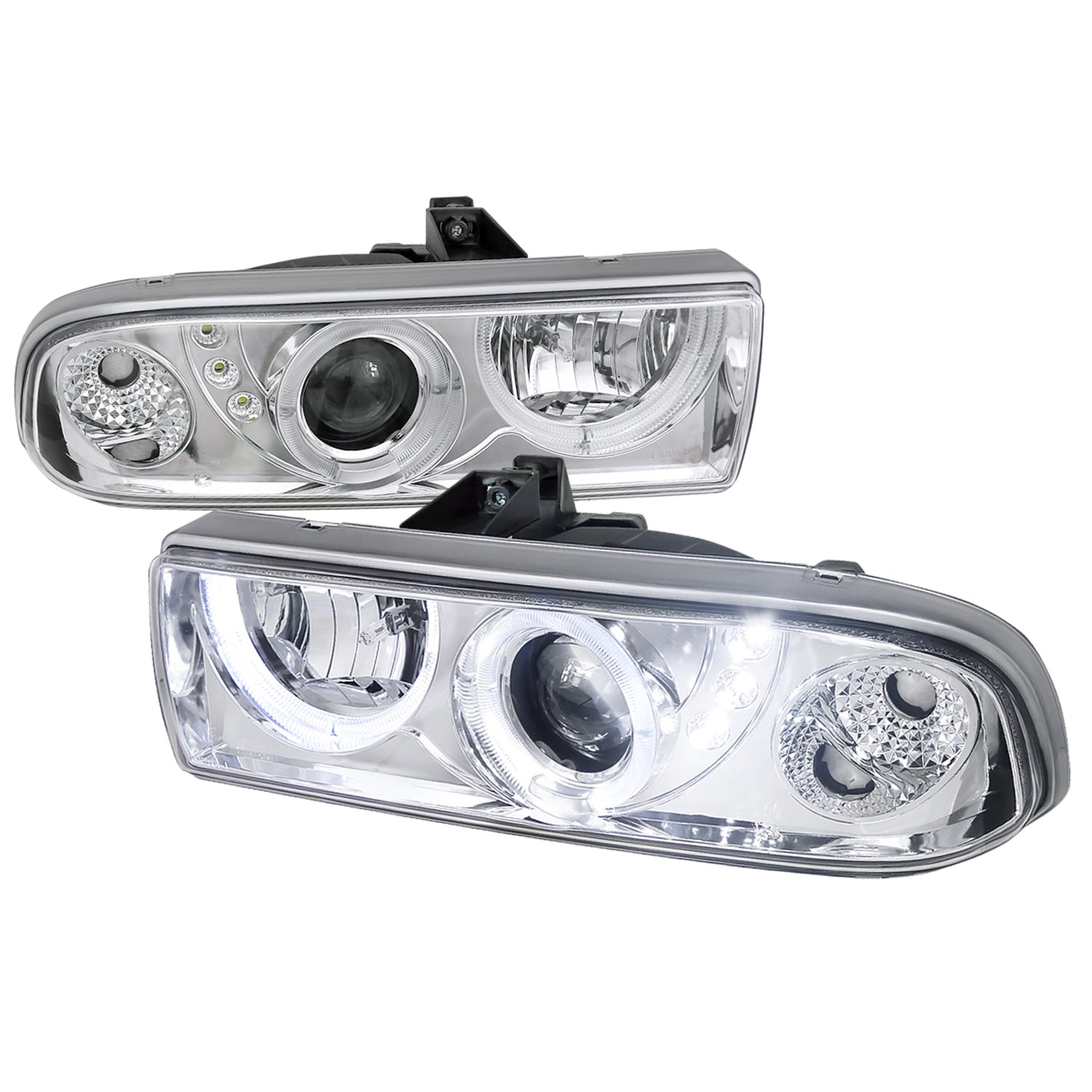 1998-2004 Chevy S10 Dual Halo Projector Headlights Chrome Housing/Clear Lens