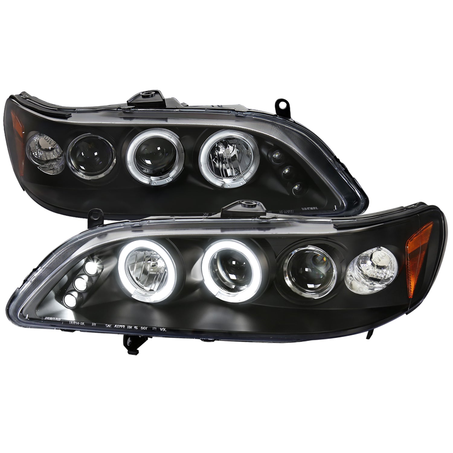 1998-2002 Honda Accord Dual Halo Projector Headlights Matte Black/Clear Lens