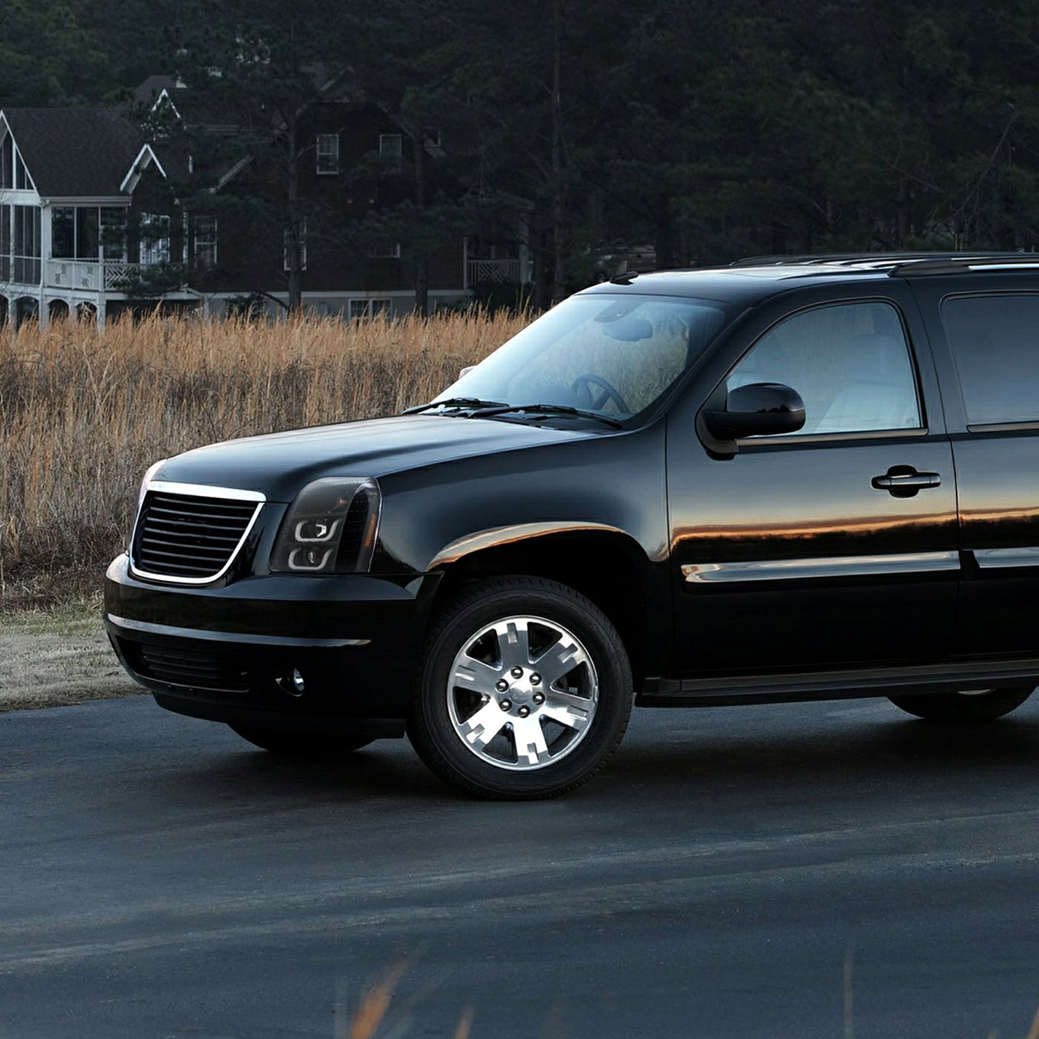 2007-2014 GMC Yukon/Yukon XL 1500/2500 LED UBar Projector Headlights Jet Black