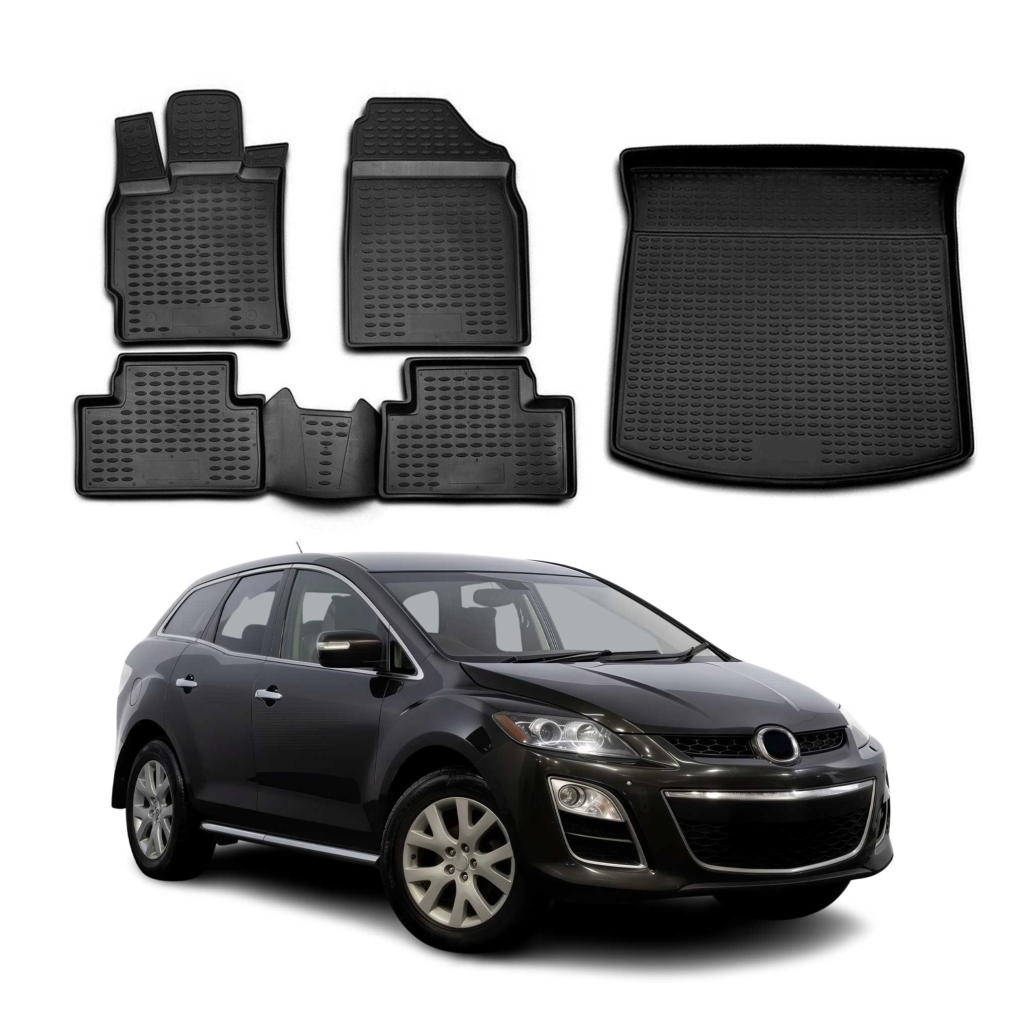 2010-2012 Mazda CX-7 Floor Mats & Cargo Liner Full Set All Weather Black