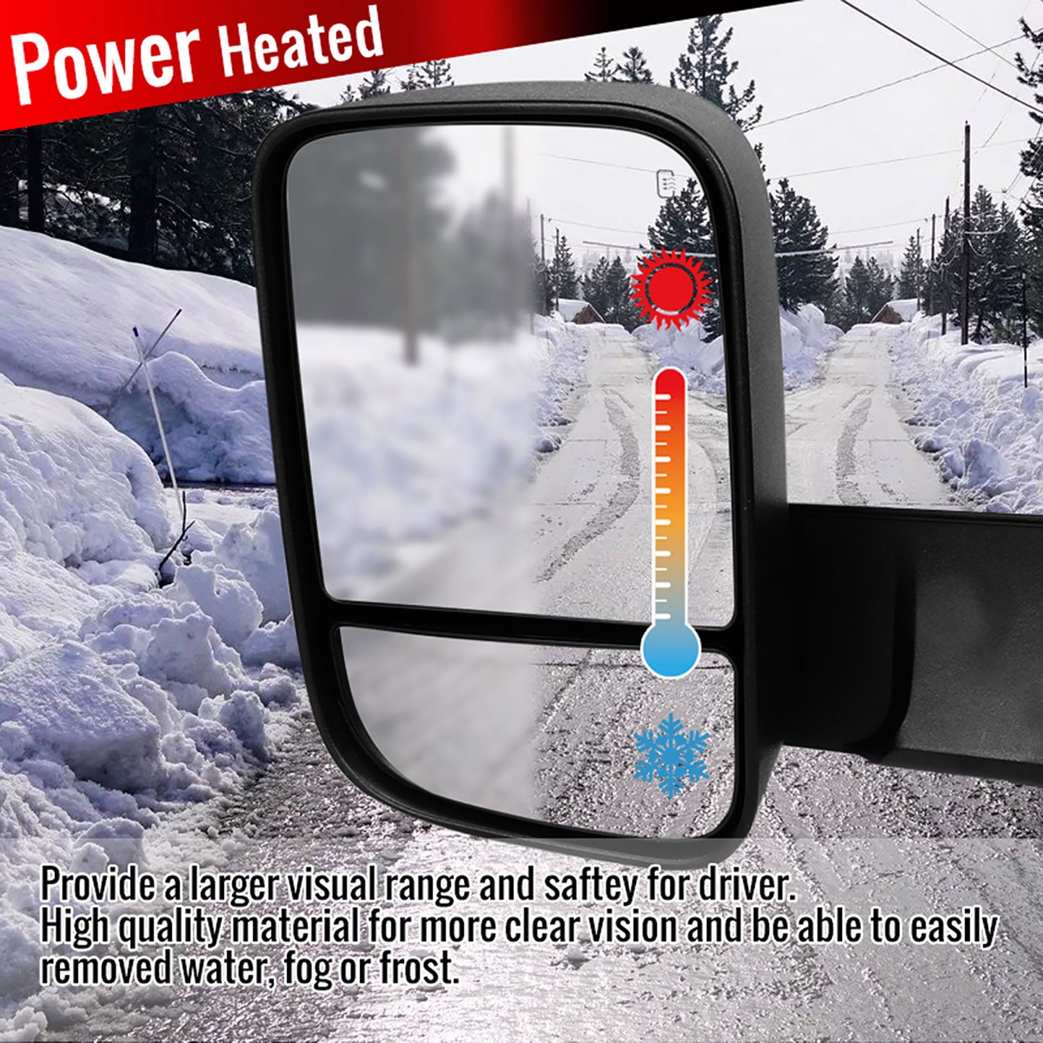 2009-2012 Dodge RAM 1500 Foldable Heated & Manual Towing Side Mirrors Clear