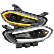 2013-2016 Dodge Dart Sequential Animated LED Bar Projector Headlights Black
