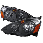 2002-2004 Acura RSX Retro Projector Headlights Amber Reflectors Matt Black