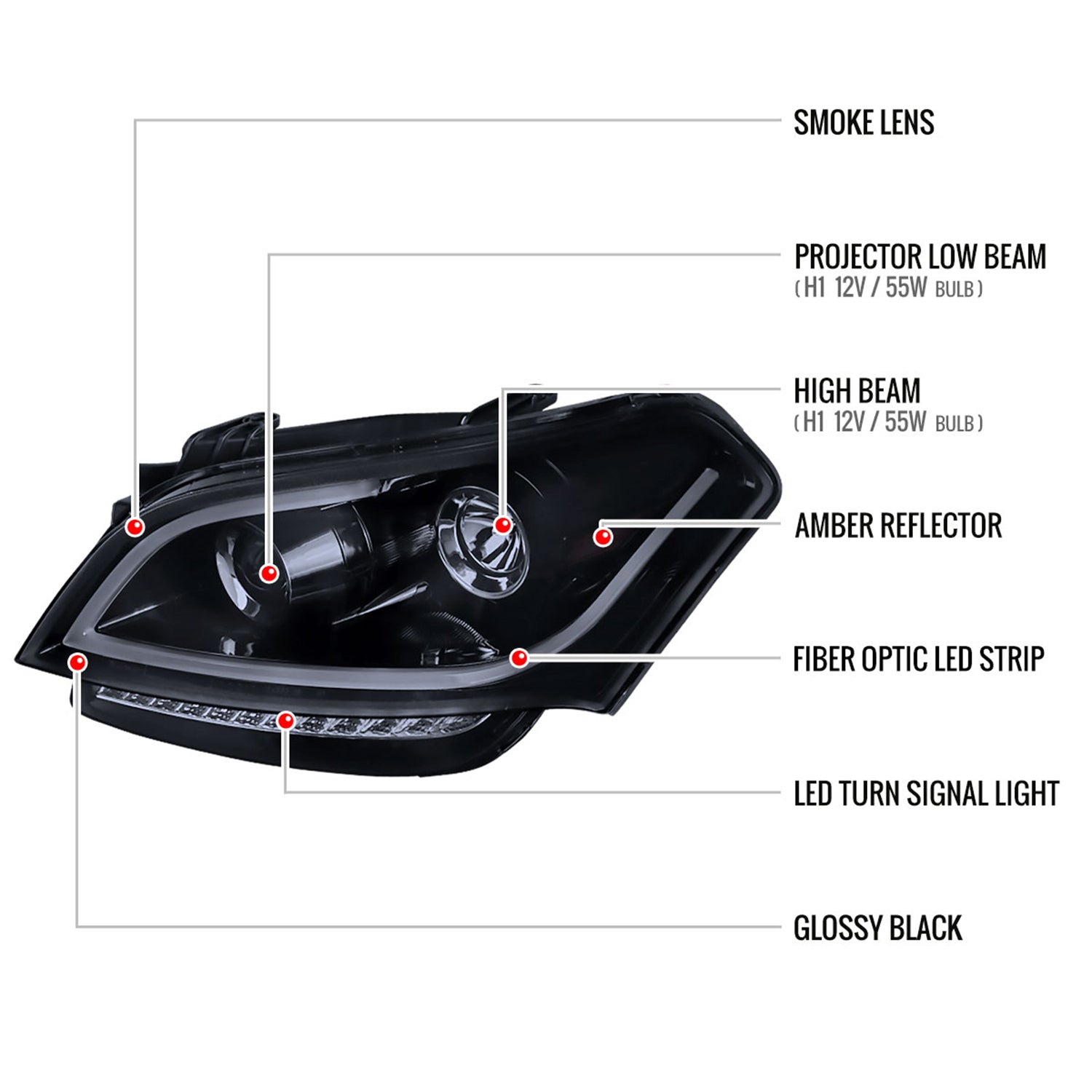 2010-2011 Kia Soul Projector Headlights LED Light Bar&LED Signal Lights Smoke