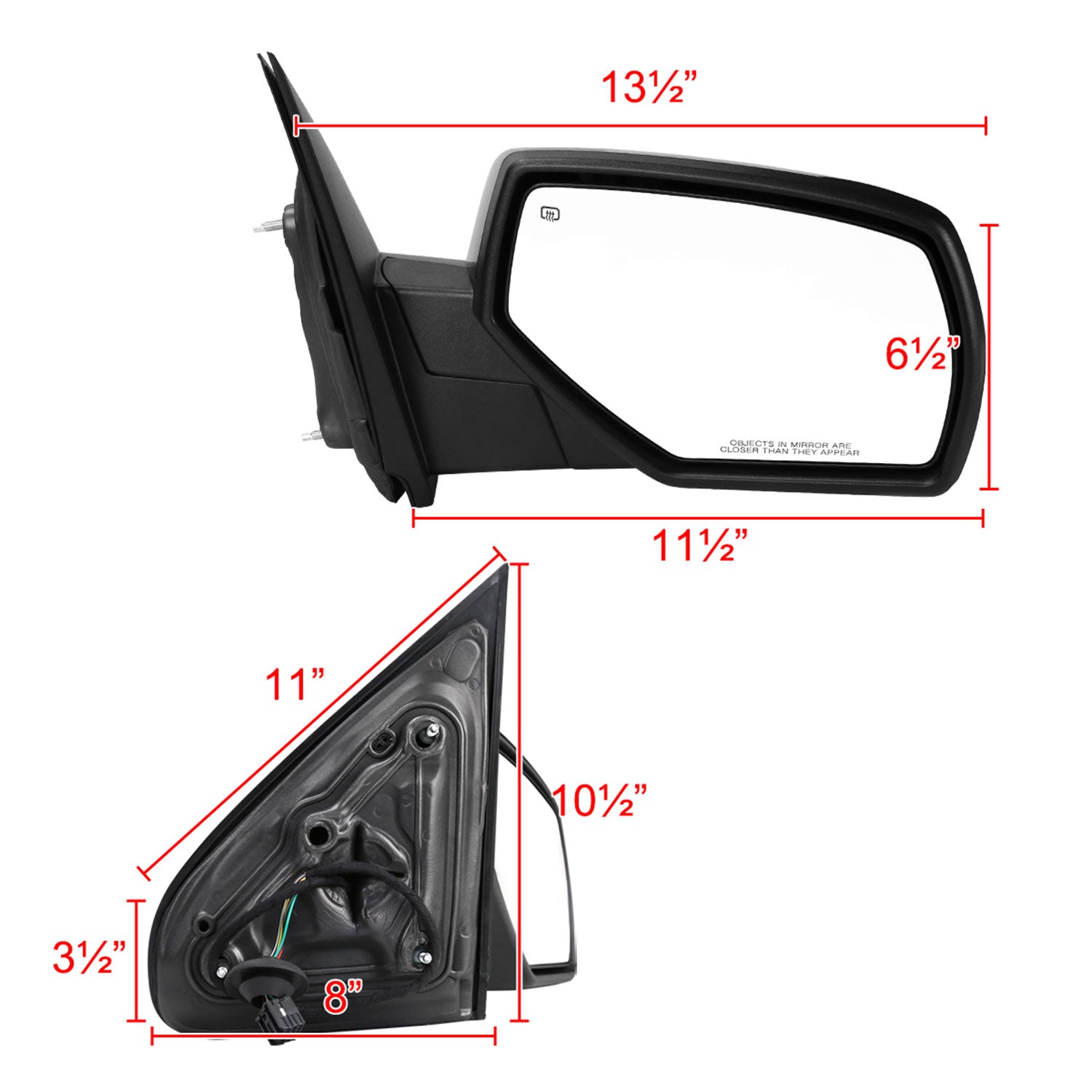 2014-2018 Chevy Silverado/GMC Sierra Glossy Heated Side Mirror Passenger Side