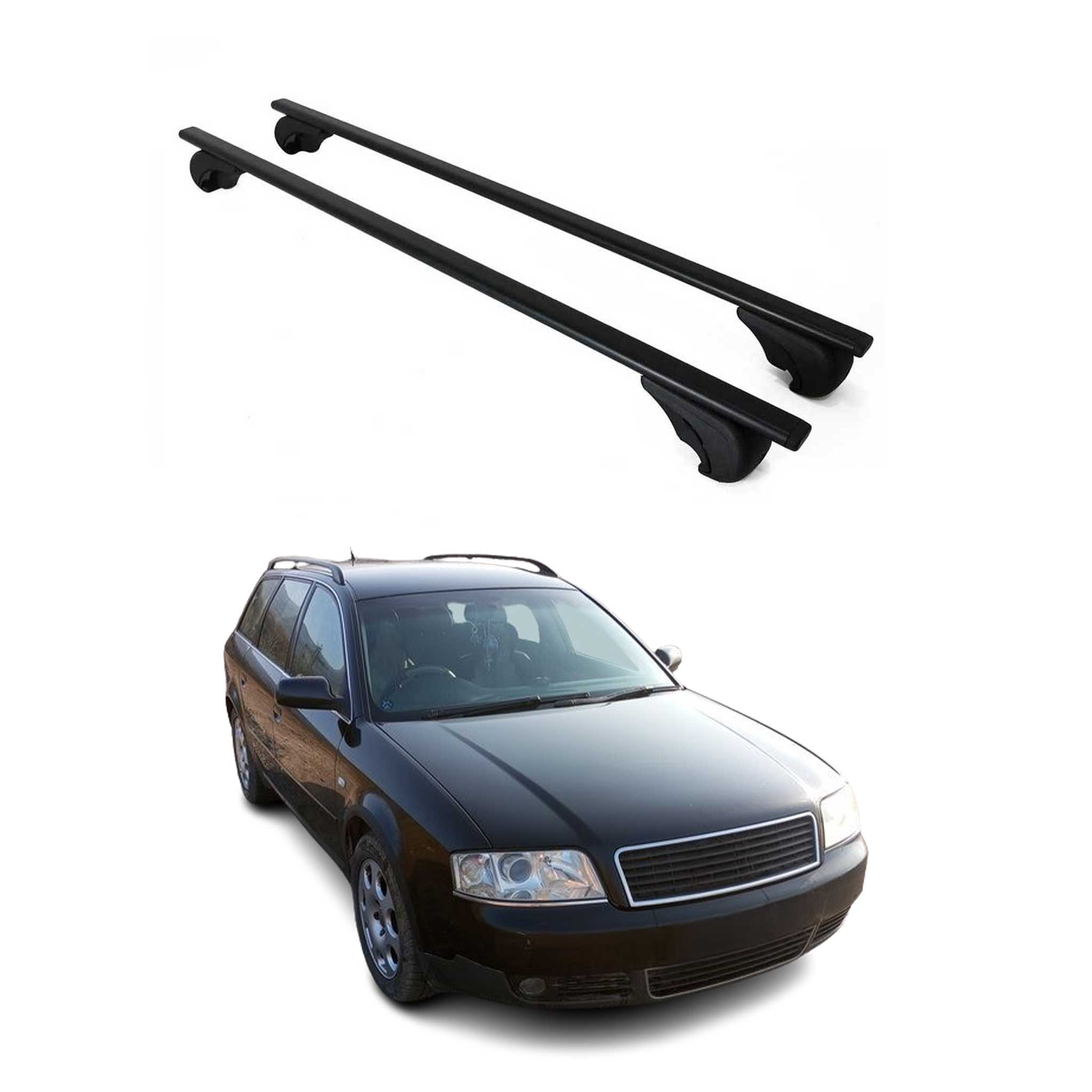 Roof Racks Cross Bars Carrier for Audi A6 Avant Allroad 1994-2005 Black 2Pcs