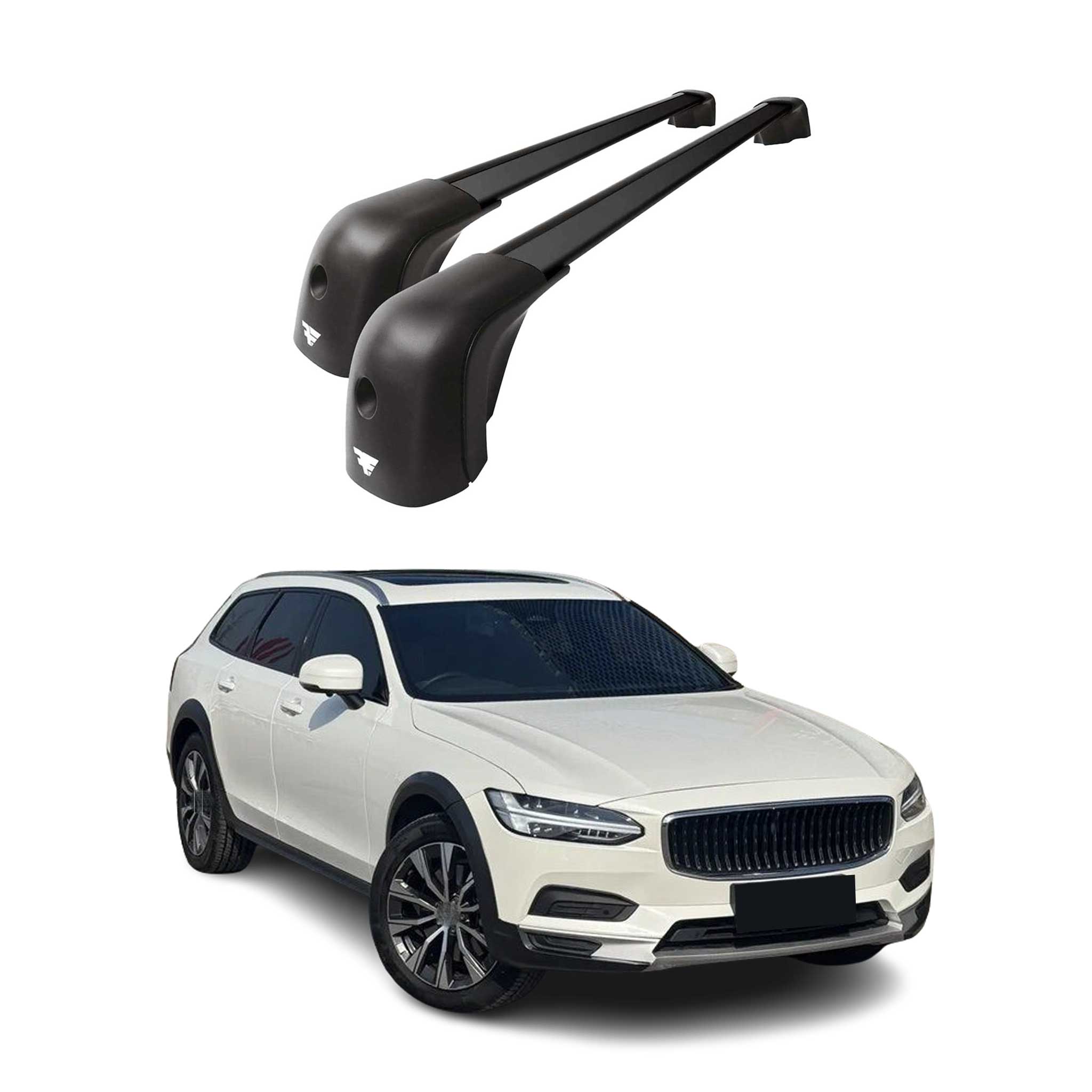 2017-2025 Volvo V90 Cross Country Roof Racks Cross Bars Black
