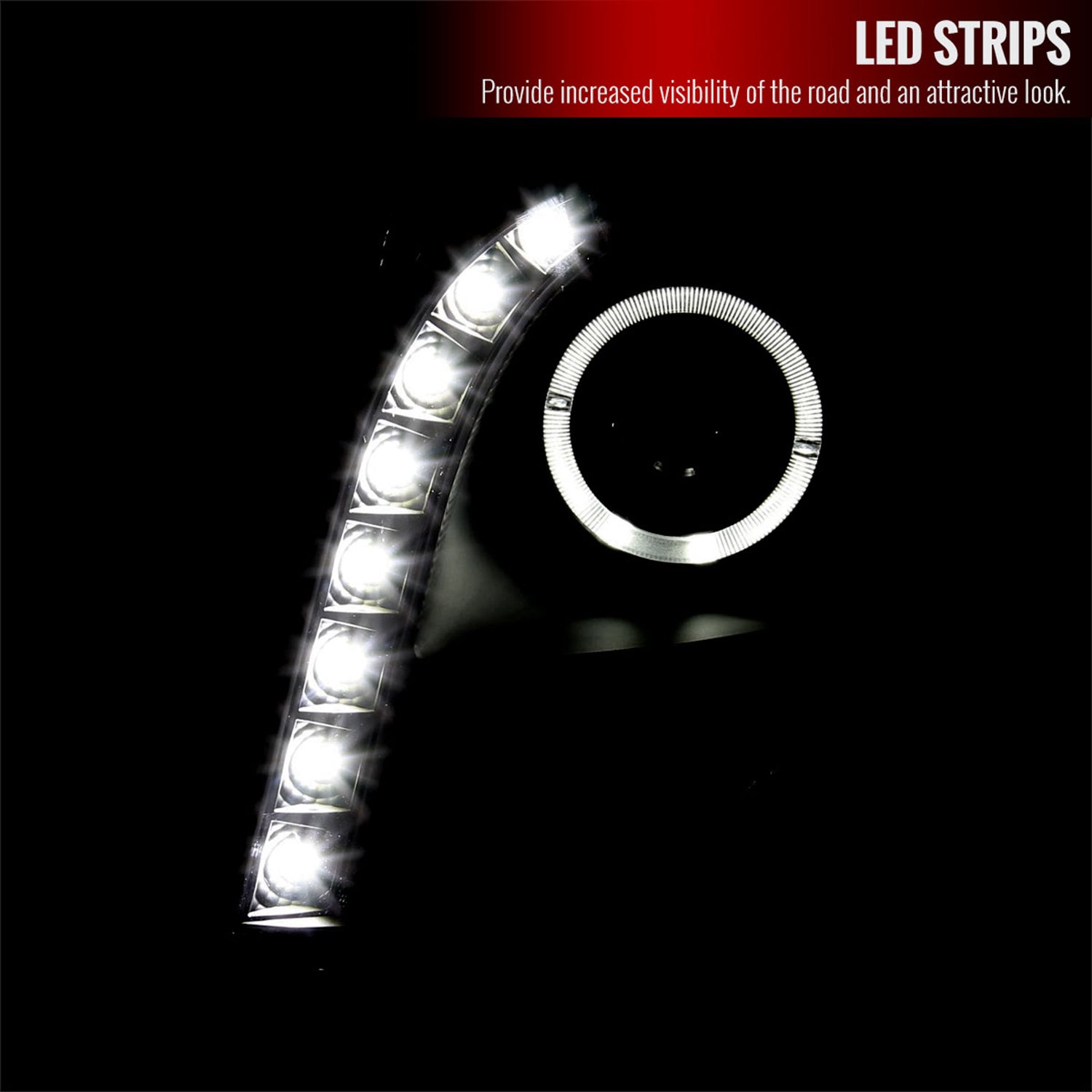 2003-2007 Cadillac CTS Halo Projector Headlights Black Housing/Smoke Lens