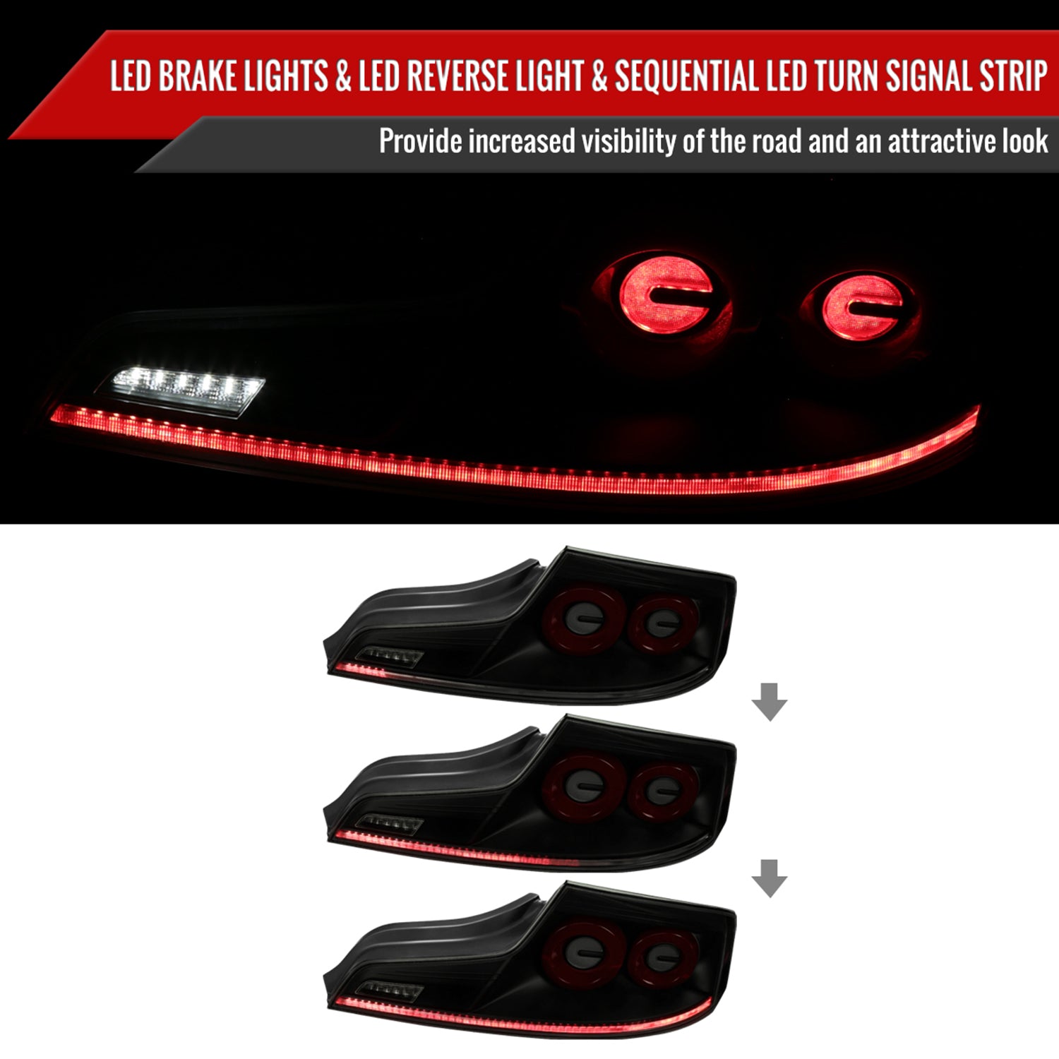 2003-2007 Infiniti G35 Coupe Red LED Halo Signal Tail Lights Matt Black/Smoke