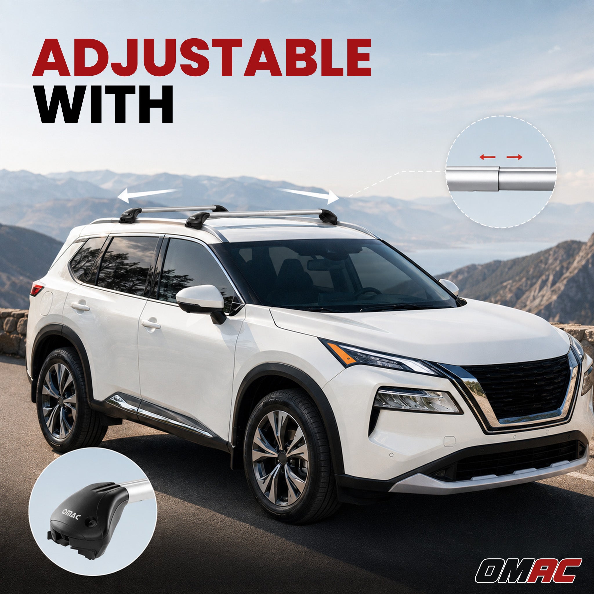 Roof Rack Cross Bars Carrier for Hyundai Tucson III 2016-17 Pre-FL Alu Silver 2x
