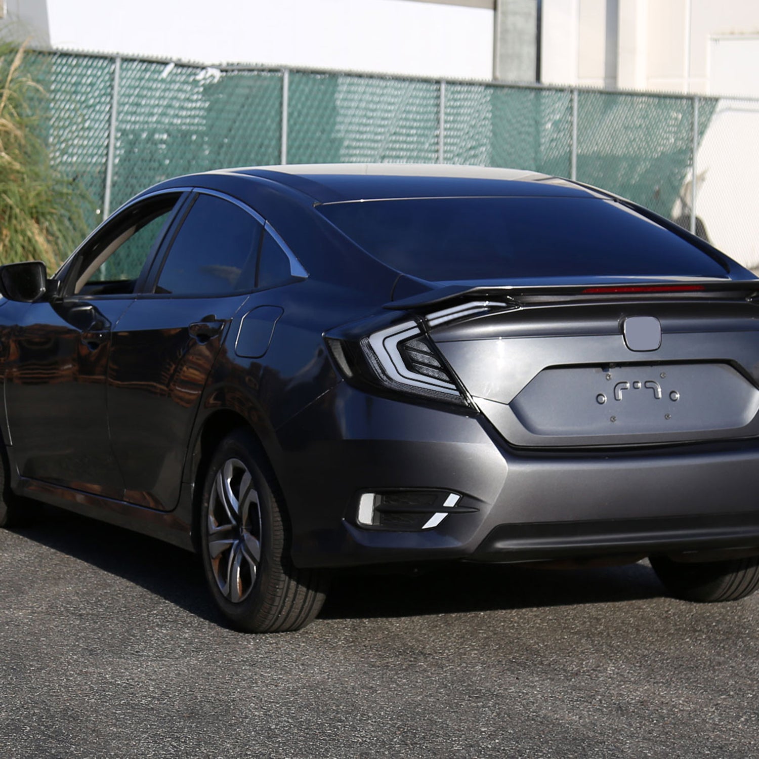 2016-2021 Honda Civic 4DR Sedan White LED Tail Lights Signal Lamps Matt Black