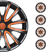 Bicolo Hub Caps Wheel Cover 14" Black & Orange Full Set 4 pcs.