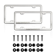 MICHIGAN Print License Plate Frame Chrome Stainless Steel 2 Pcs.