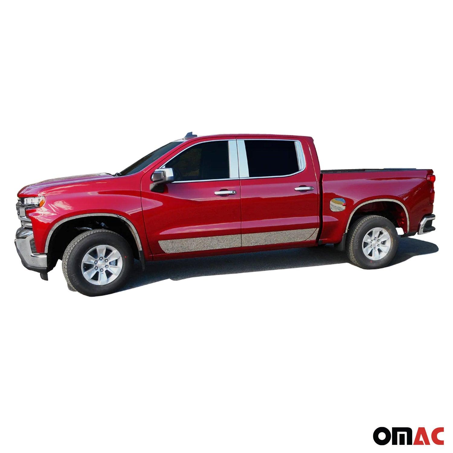 2019-2025 Chevrolet Silverado Pillar Trim 8Pc Stainless Steel